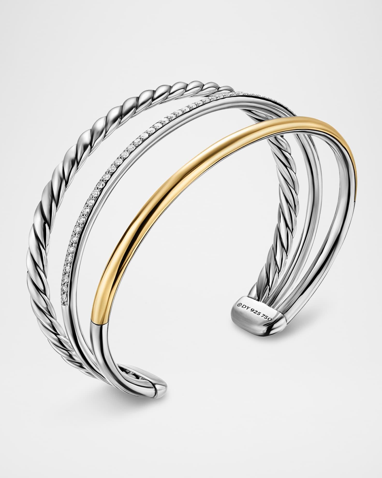 Cable Bracelet with Gemstone in Silver with 18K Gold, 4mm Product Image