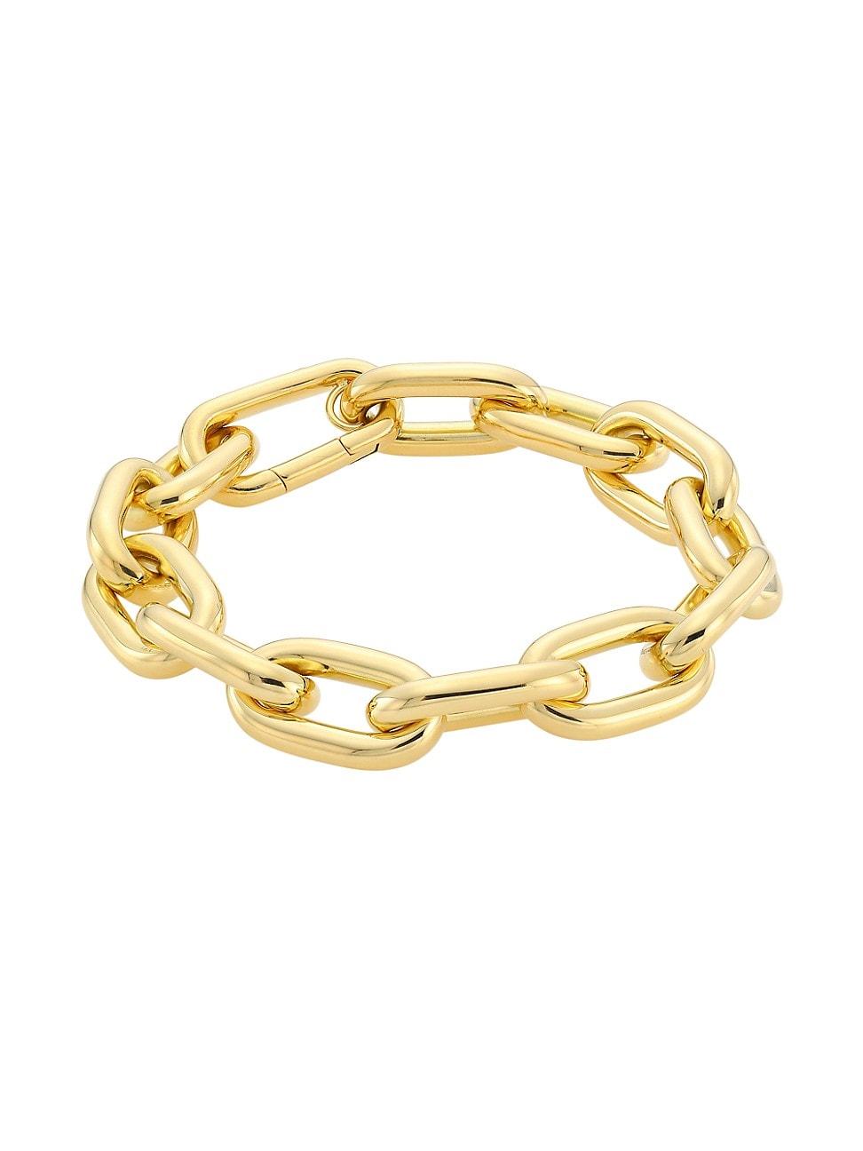 Womens 18K Yellow Gold Thick Paper Clip Chain Bracelet Product Image