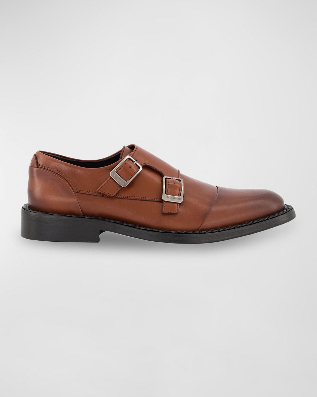 Men's Cap Toe Double Monk Strap Loafers Product Image
