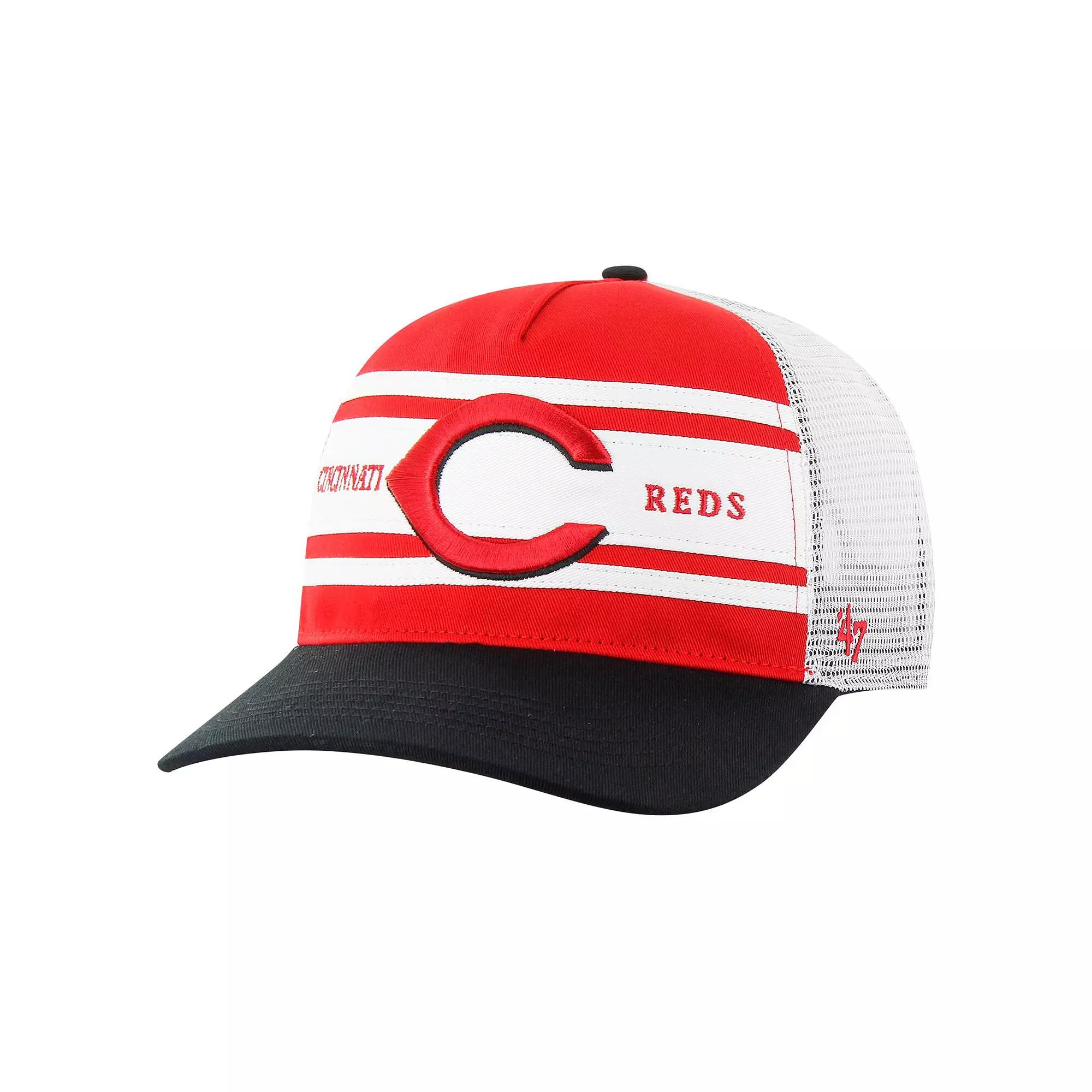 Men's '47 Red Cincinnati Reds Gridiron Super Stripe Relaxed Trucker Hitch Adjustable Hat, Red Red Product Image