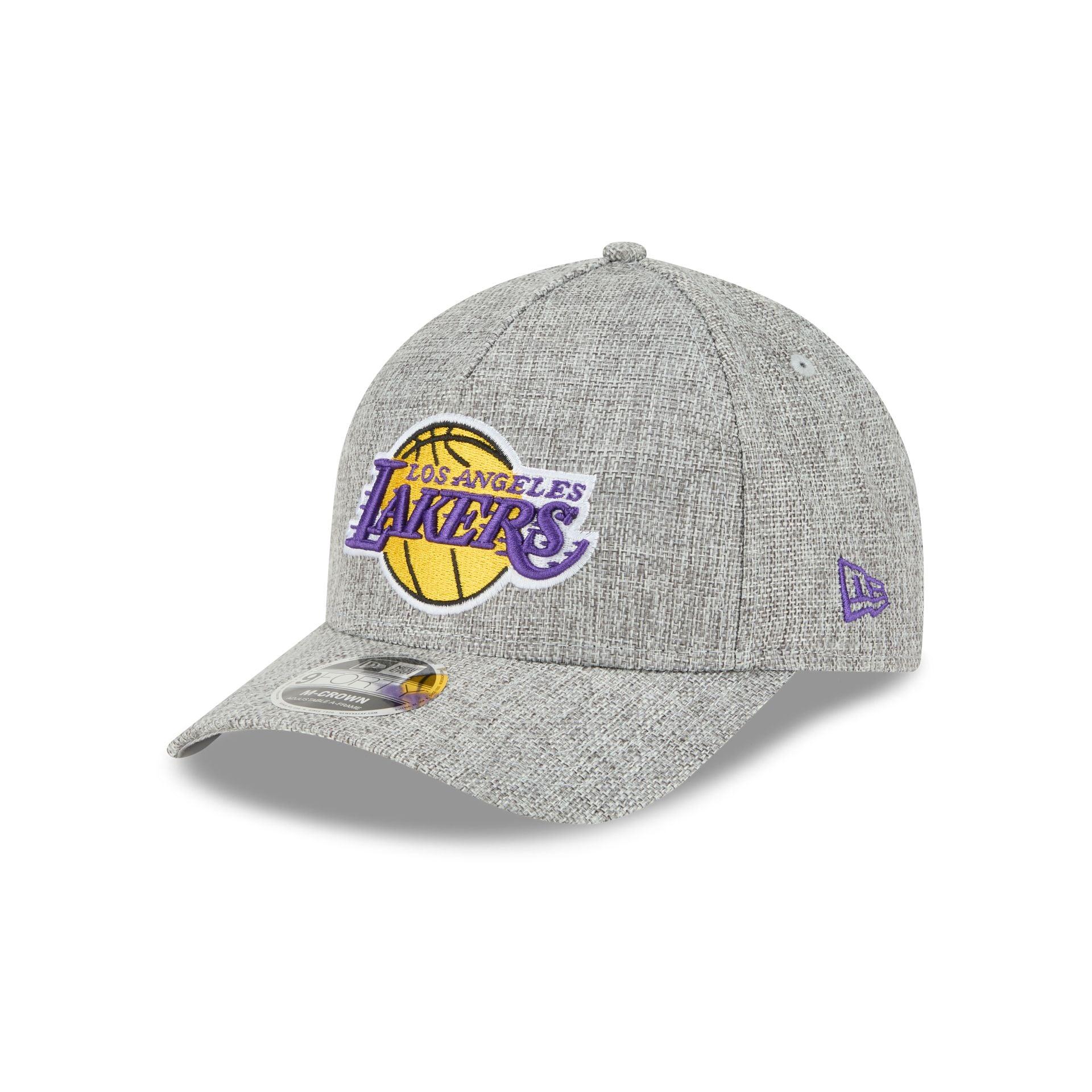 Los Angeles Lakers Cotton Weave Gray 9FORTY M-Crown A-Frame Snapback Hat Male Product Image