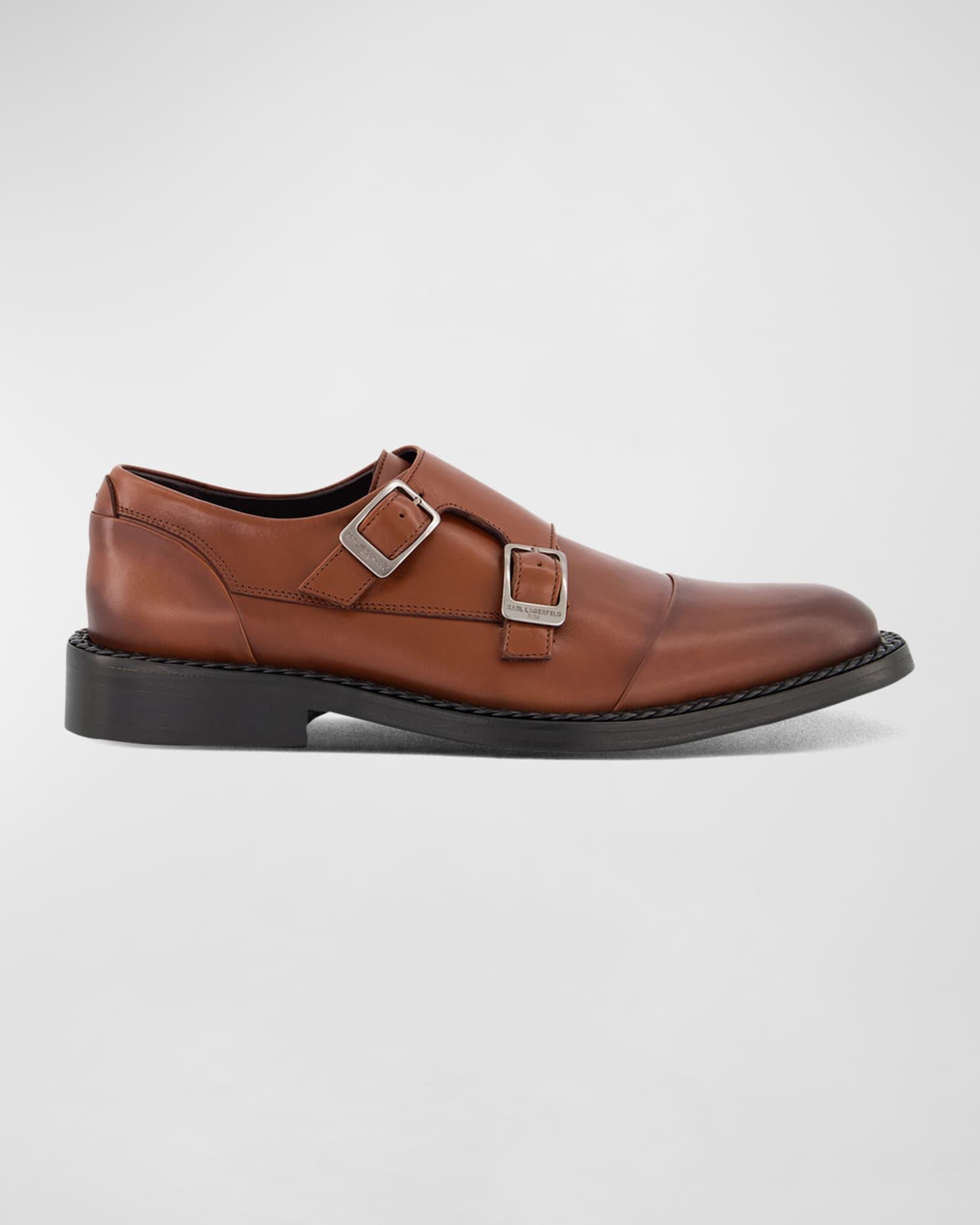 Men's Cap Toe Double Monk Strap Loafers Product Image