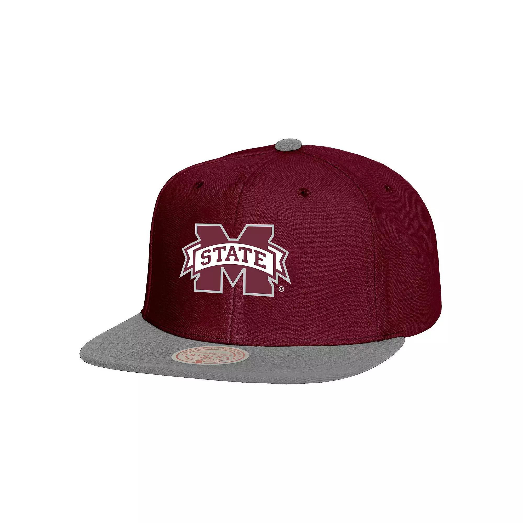 Men's Mitchell & Ness Maroon/Gray Mississippi State Bulldogs 2-Tone 2.0 Snapback Hat, Mst Red Product Image