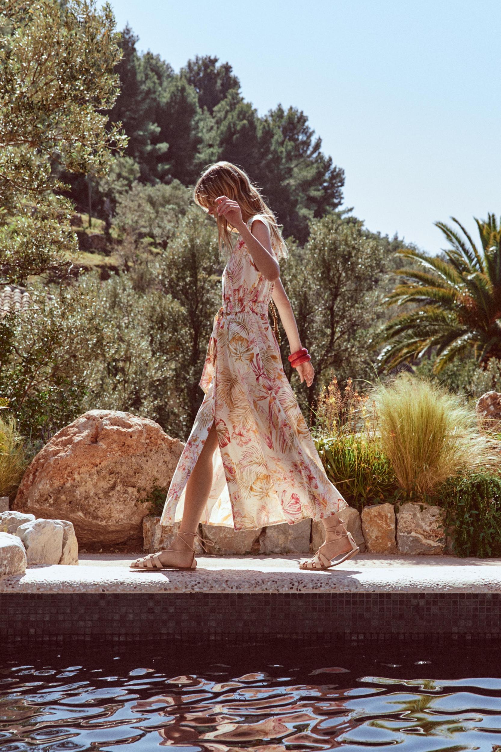 PRINTED LINEN MIDI DRESS Product Image