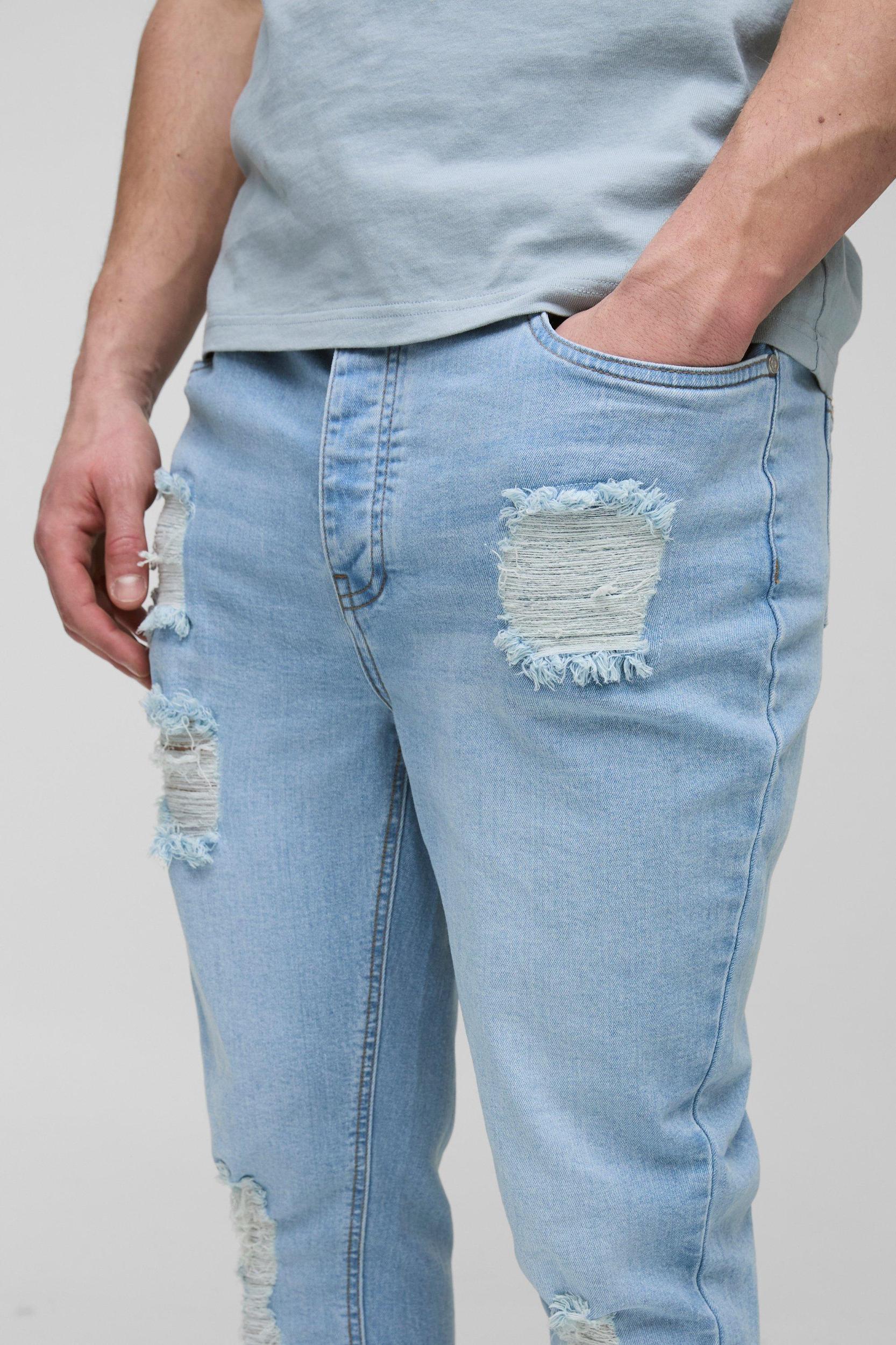 Tall Skinny Ripped Stretch Jeans | boohooMAN USA Product Image