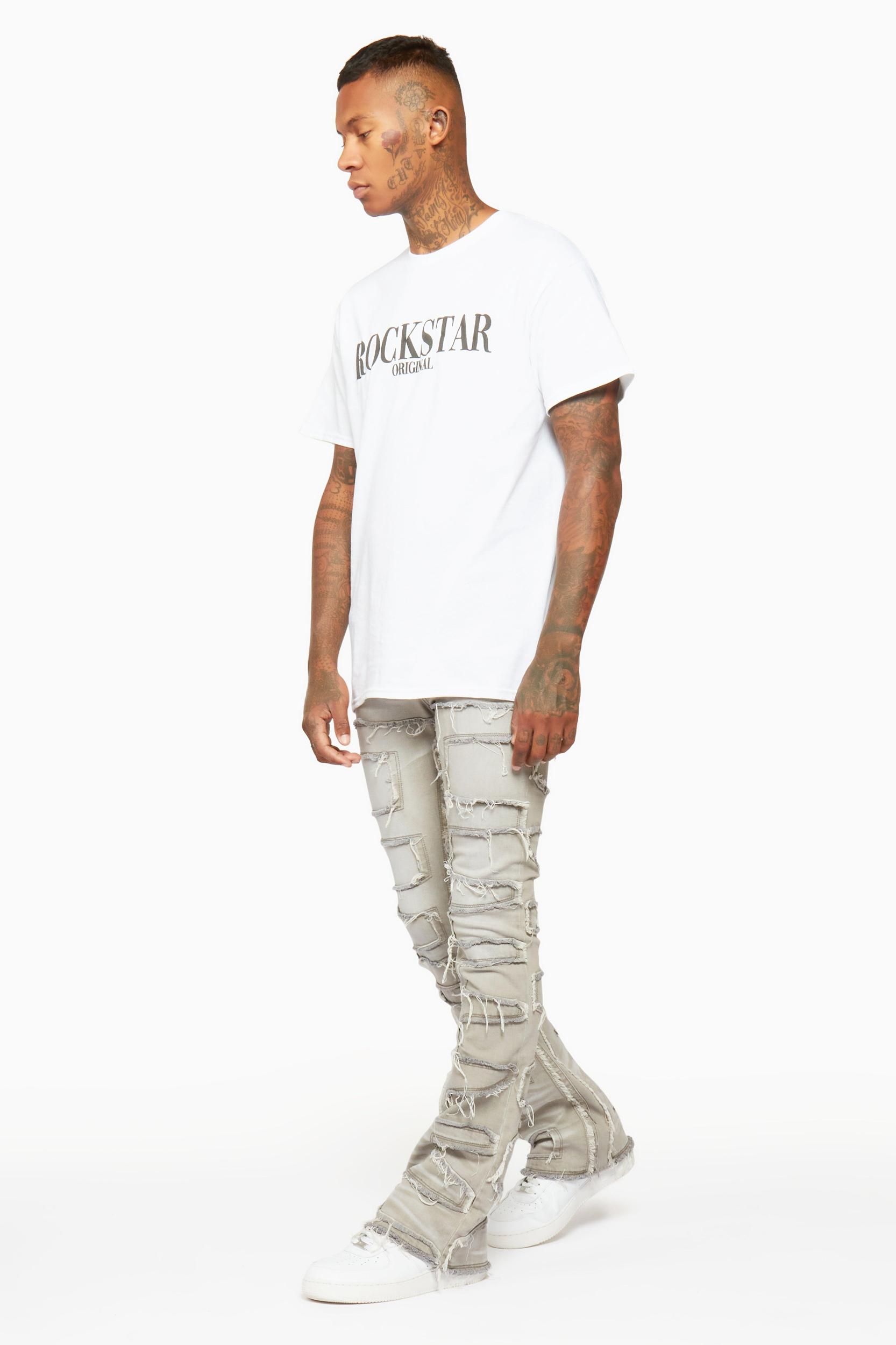 Shake Grey Stacked Flare Jean Male Product Image