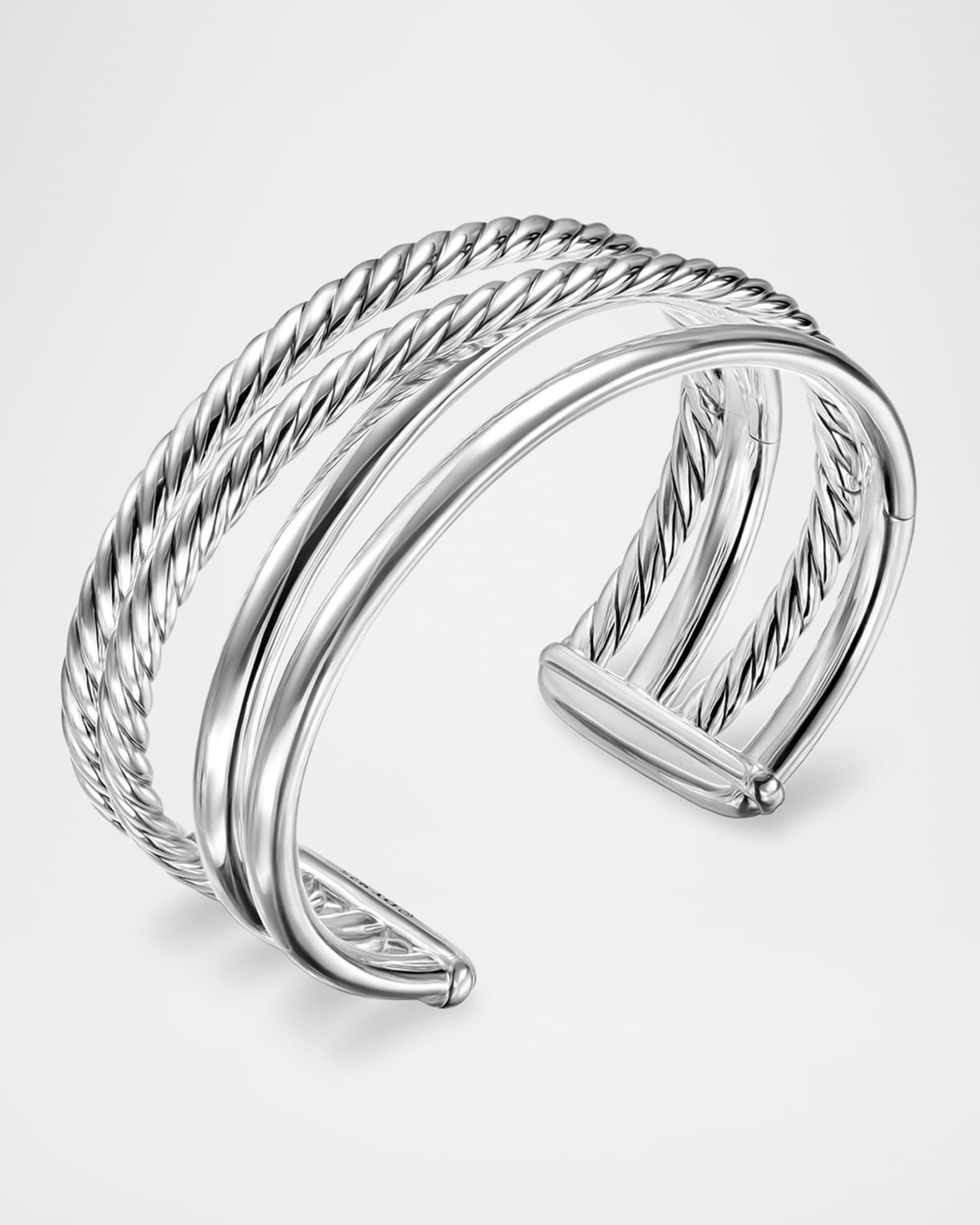 Bold Crossover 3 Row Bracelet in Sterling Silver, 20mm Product Image
