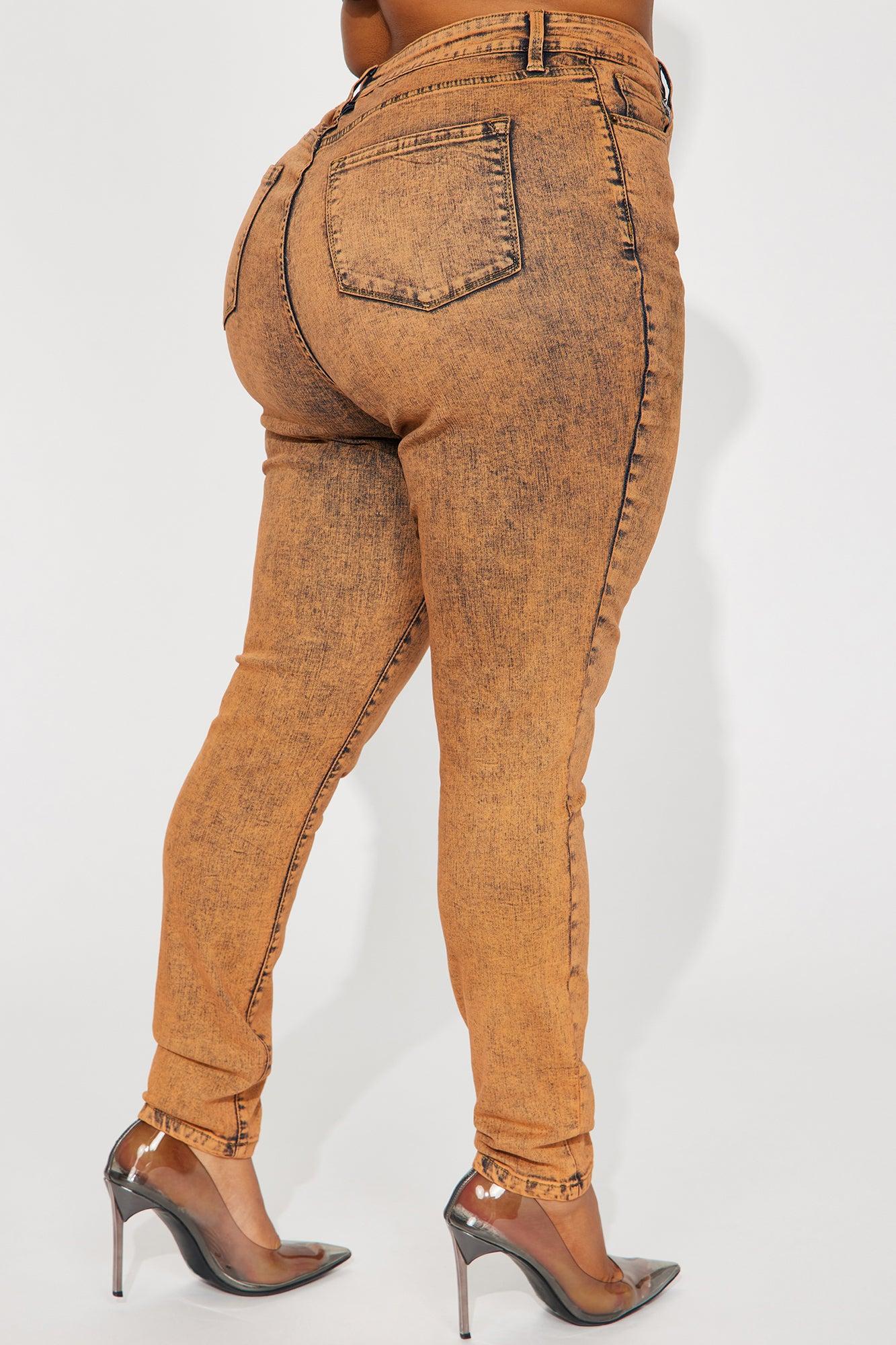 It's Giving High Stretch Curvy Skinny Jeans - Orange Product Image