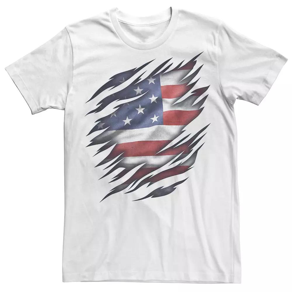 Men's American Flag Rip Through Graphic Tee,  Product Image