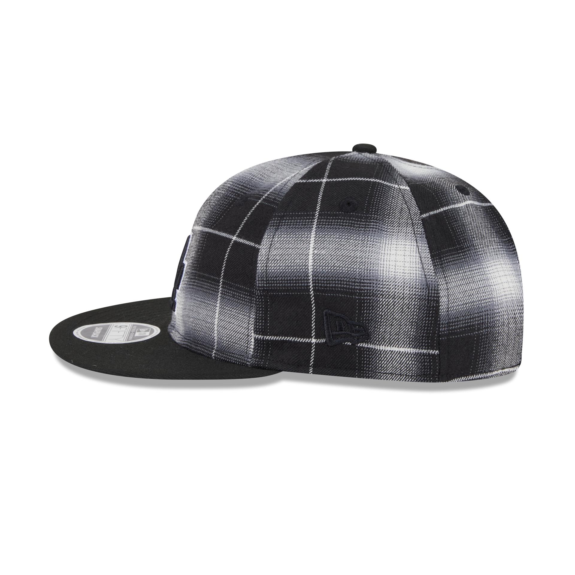 Los Angeles Dodgers Black and White Plaid Retro Crown 9FIFTY Snapback Hat Male Product Image
