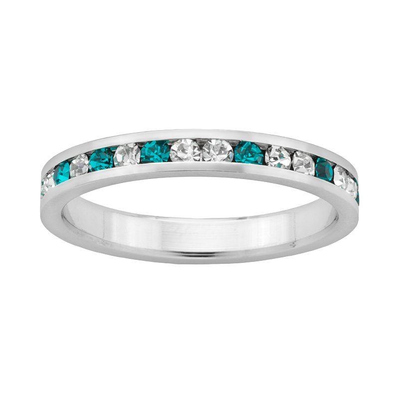 Sterling Silver Teal and White Crystal Eternity Ring, Women's,  Product Image