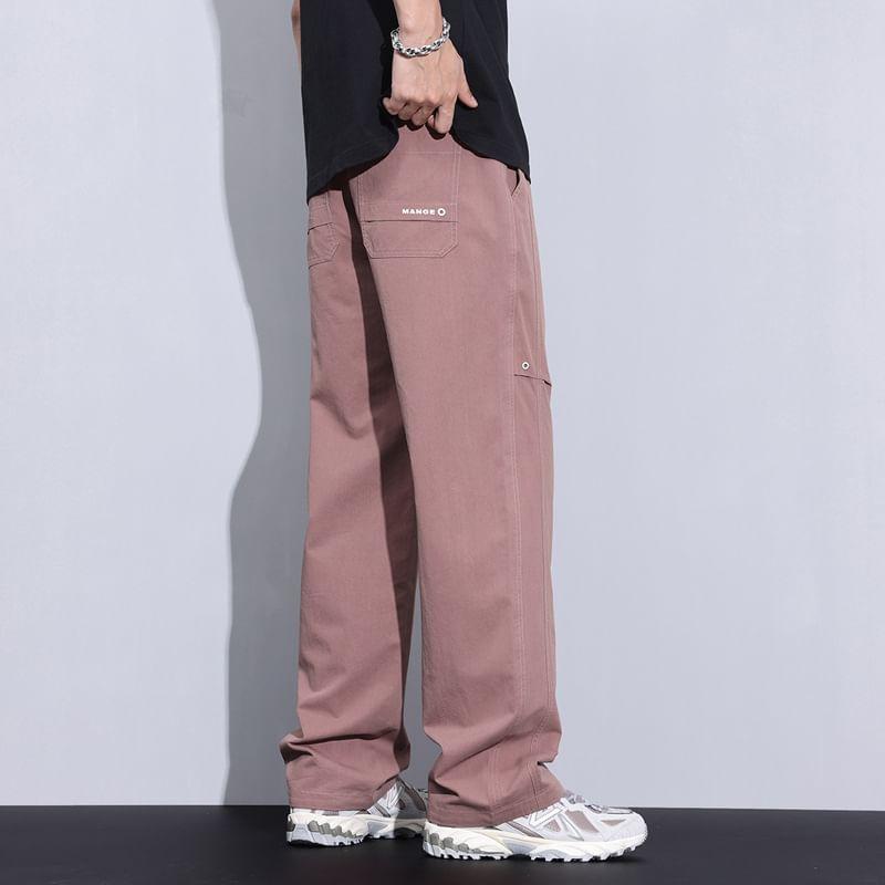 Drawstring Waist Lettering Loose Fit Pants Product Image