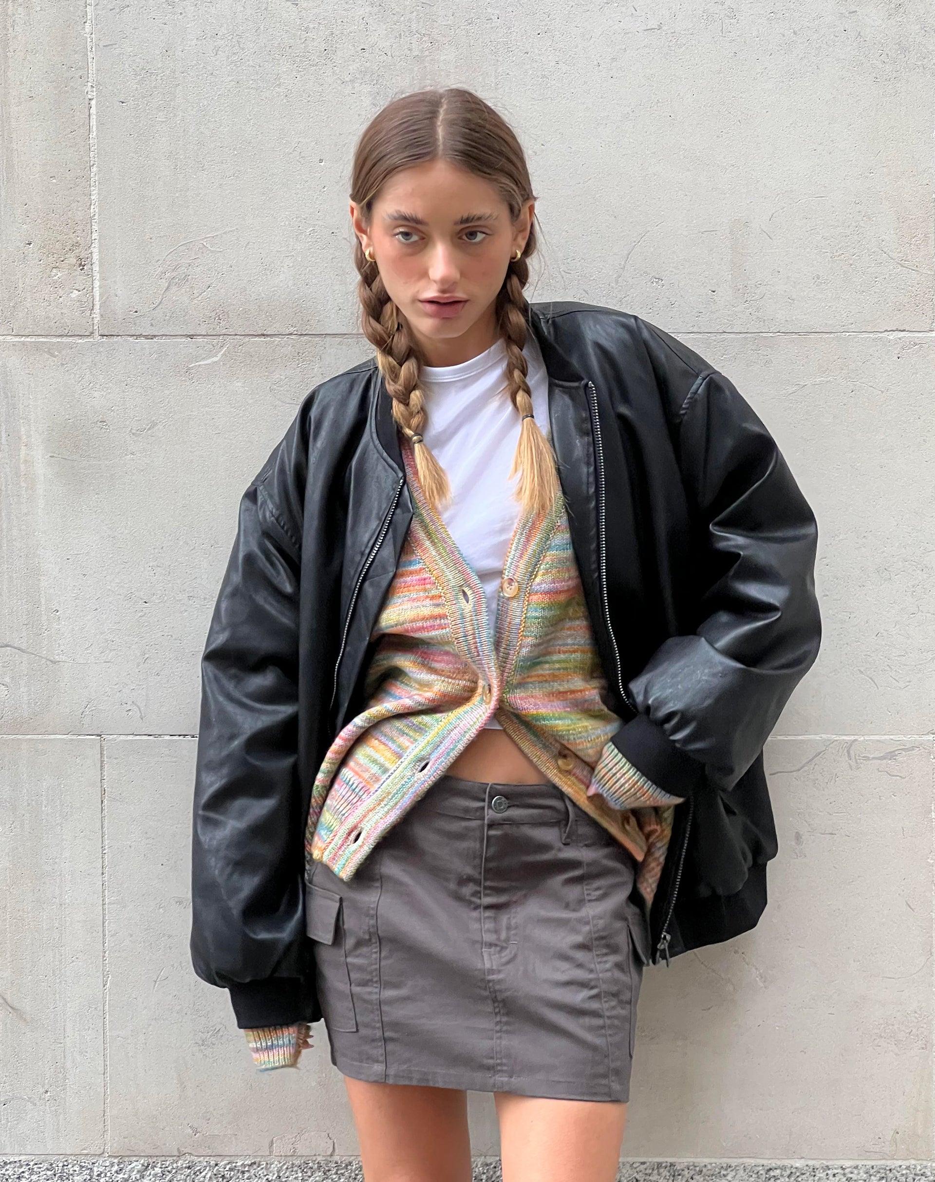 Ajeng Low Rise Cargo Mini Skirt in Panama Dark Grey Product Image