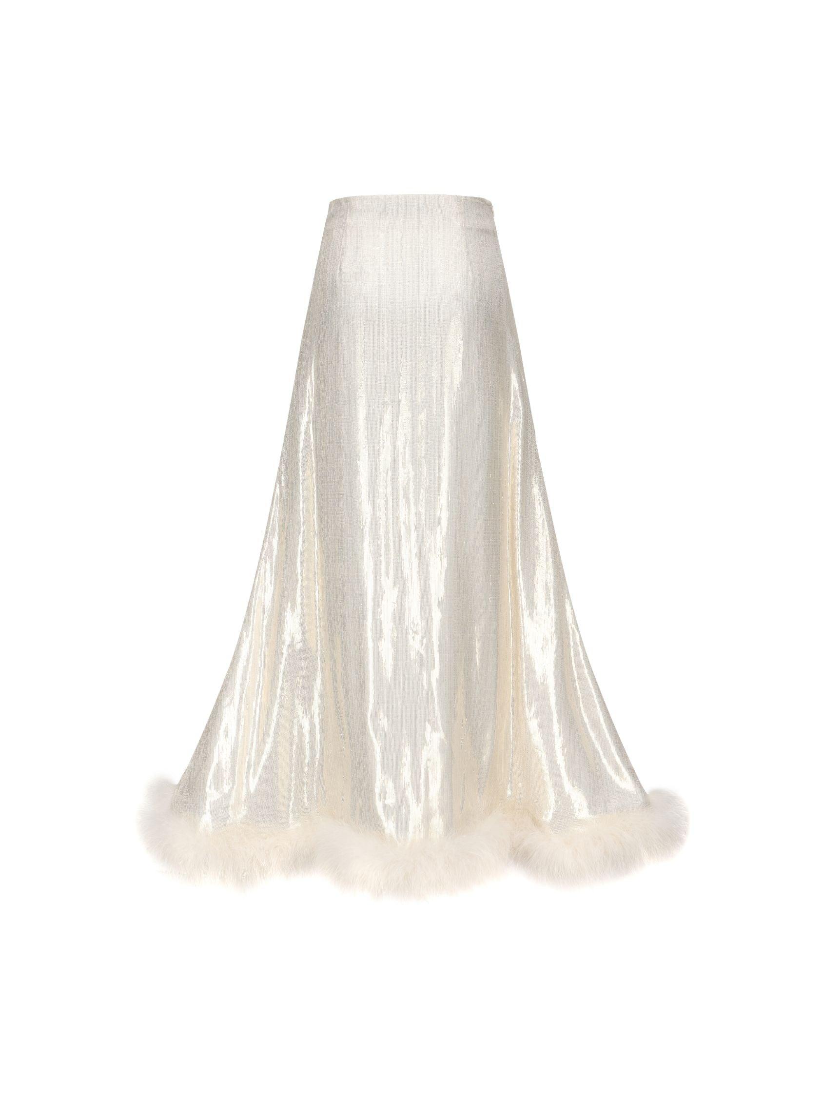Christina Velvet Skirt  (White) Product Image
