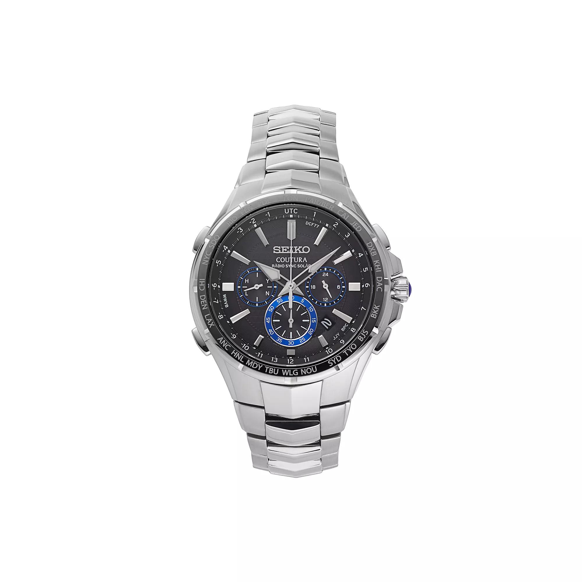 Seiko Mens Coutura Stainless Steel Solar Chronograph Watch - SSG009, Silver Tone Product Image