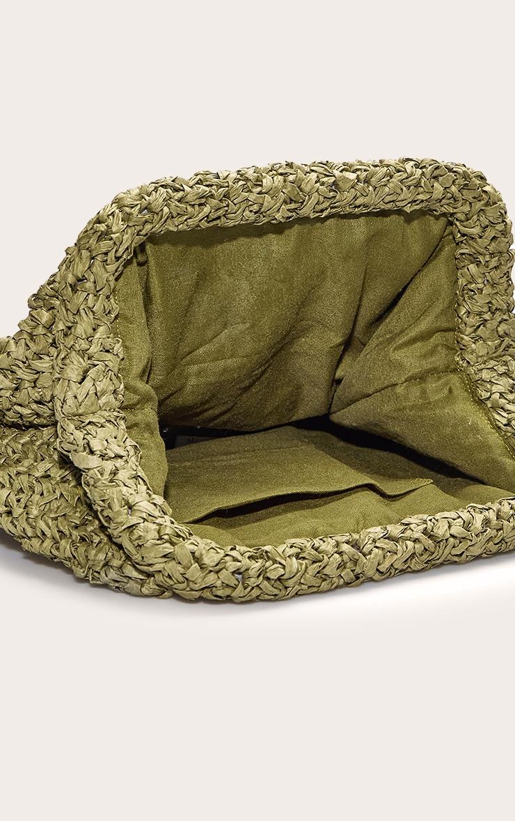 Olive Raffia Slouchy Clutch Product Image