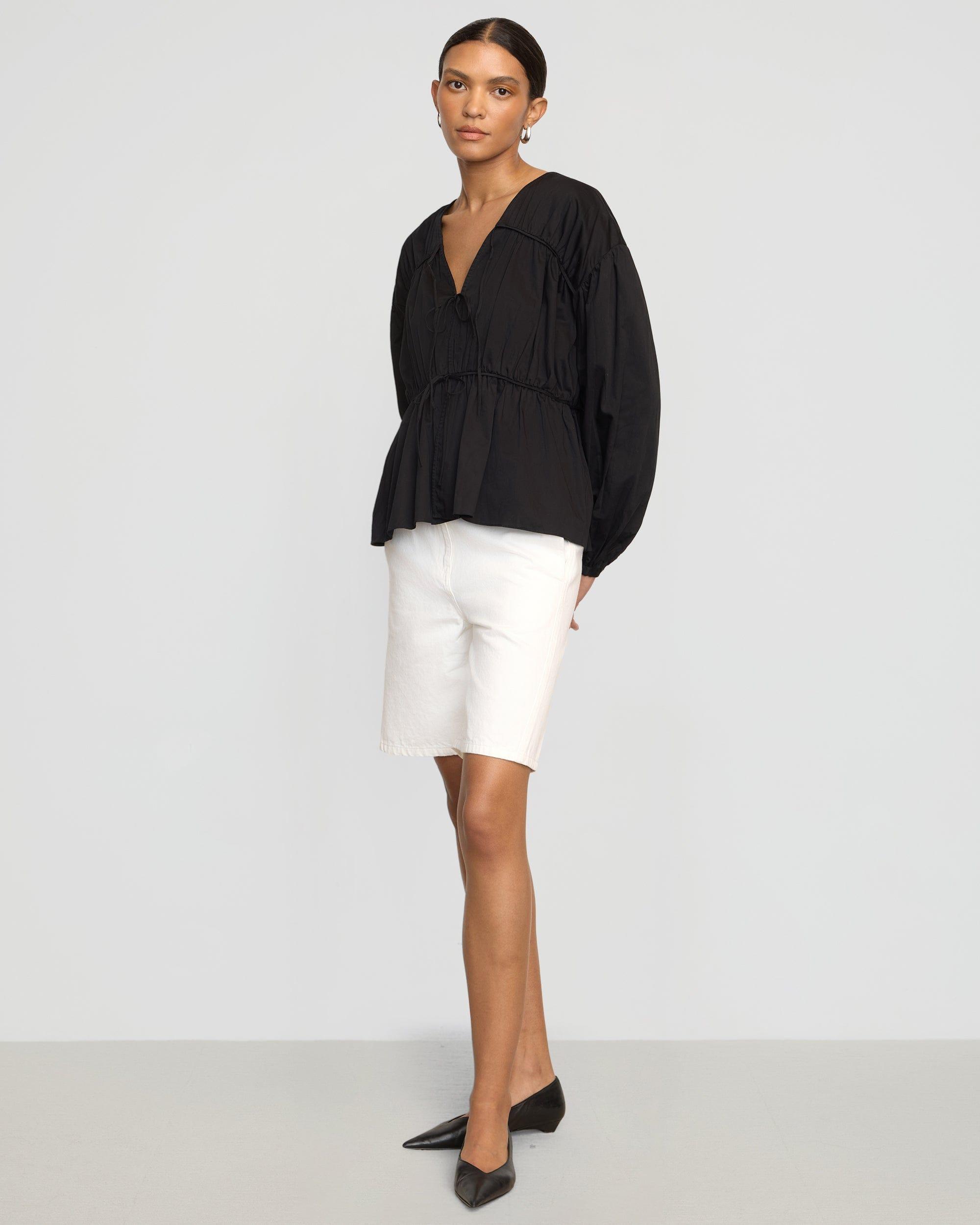 Hira Tie-Front Organic Cotton Blouse Product Image