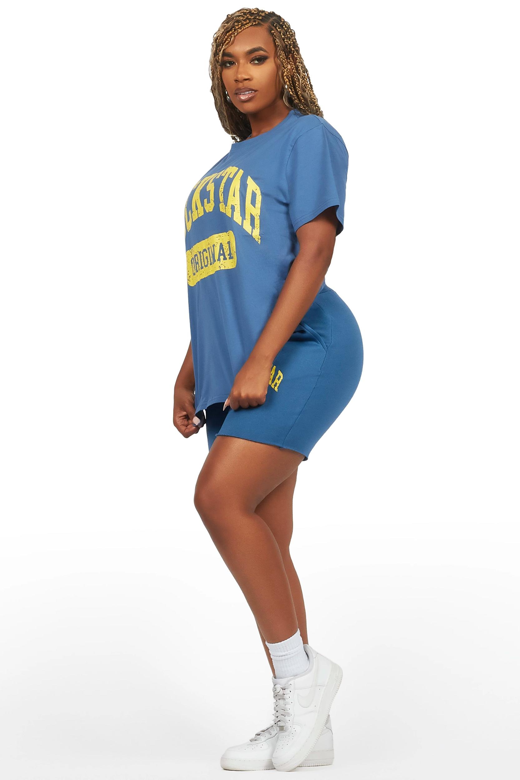 Javonuna Navy T-Shirt Short Set Female Product Image