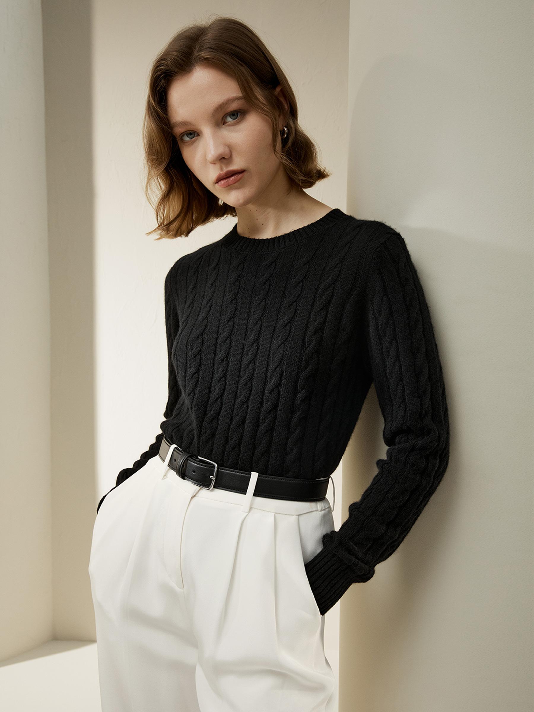 LILYSILK Woolen Pullover - for Women - Camel Cashmere-Wool Blend - Comfortable Ribbed Edges Sweater L Product Image