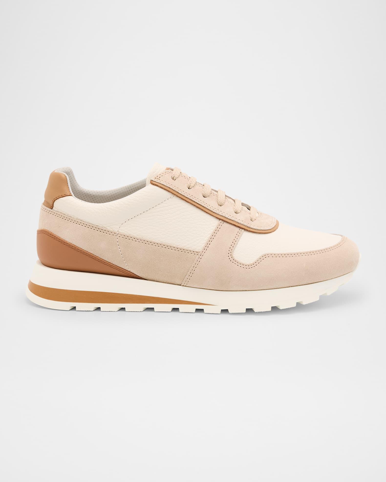 Men's Leather and Suede Runner Sneakers Product Image