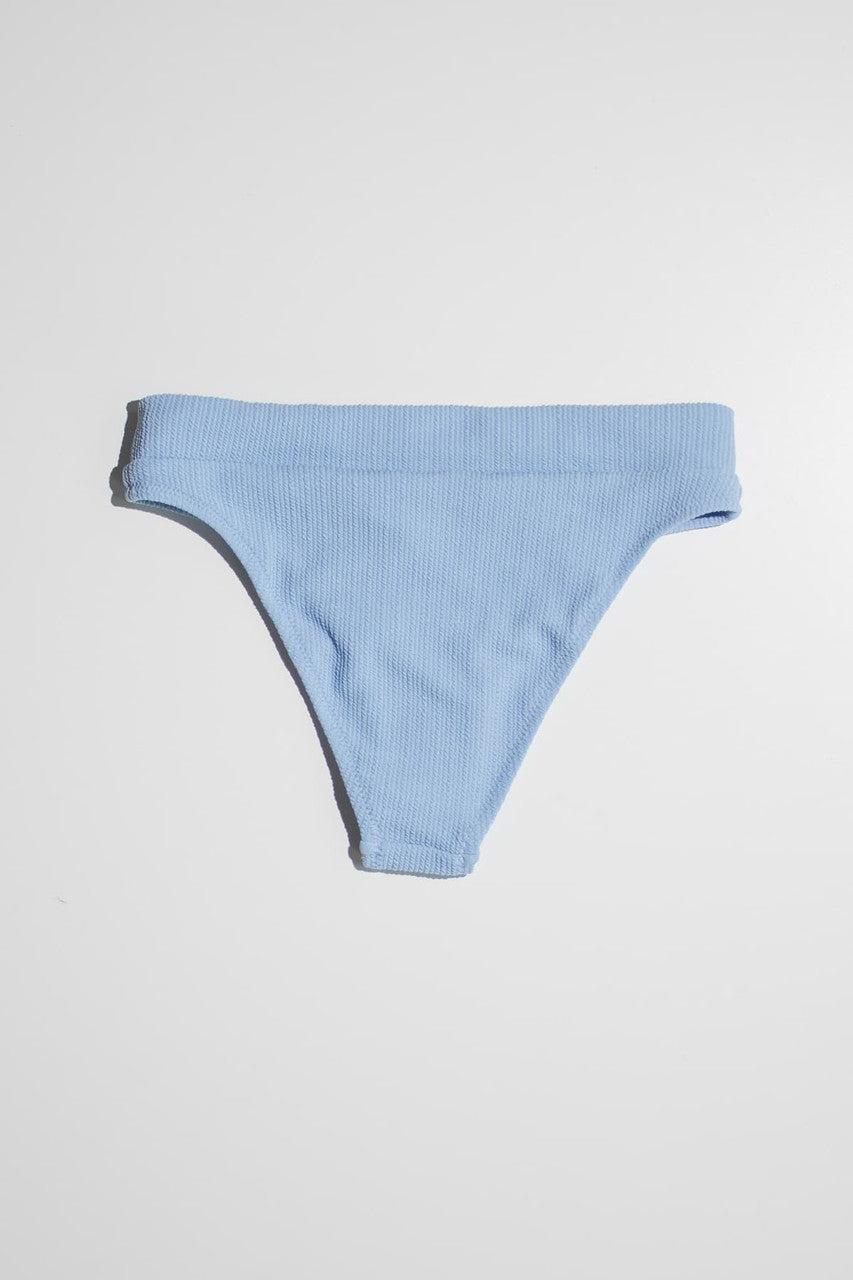 Sky Blue Twist Front Ribbed Bikini Bottom Product Image