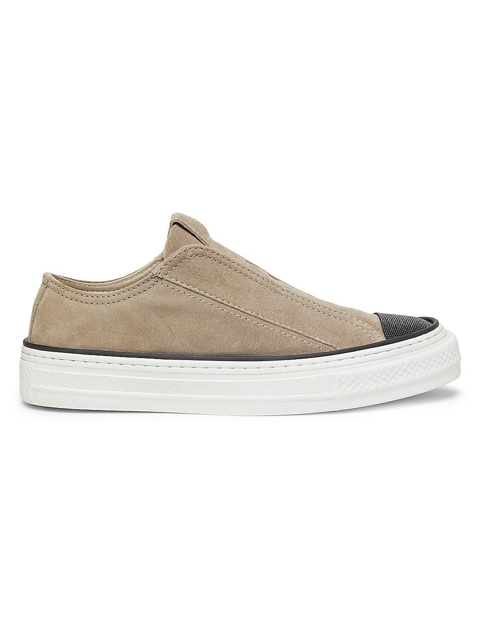 Womens Monili-Embellished Suede Slip-On Sneakers Product Image