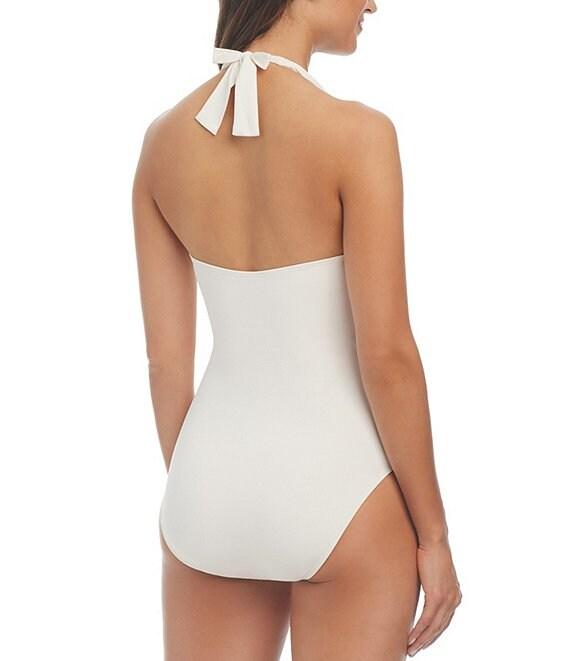 Bleu Rod Beattie Ring Master Solid Tie-Neck Shirred Ring One Piece Swimsuit Product Image