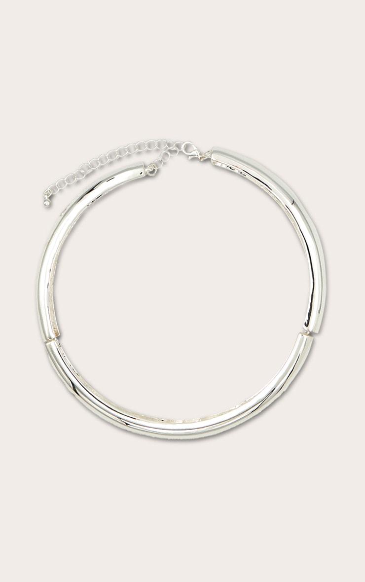 Silver Smooth Twisted Metal Statement Necklace Product Image