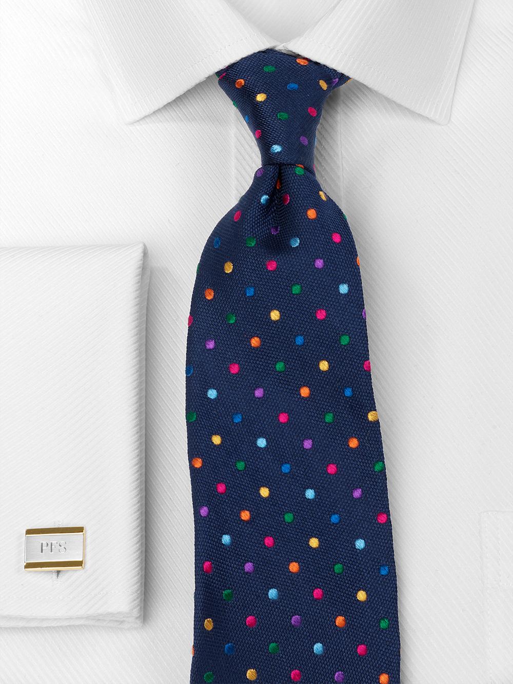 Dot Woven Silk Tie - Navy Multi Product Image