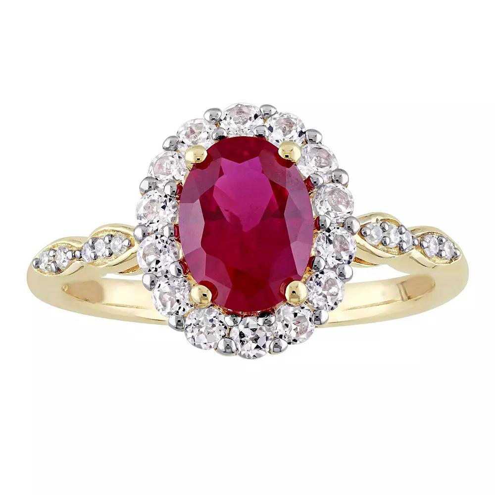 Stella Grace 14k Gold Lab-Created Ruby, White Topaz & Diamond Accent Vintage Ring, Women's, Size: 8.50 Product Image
