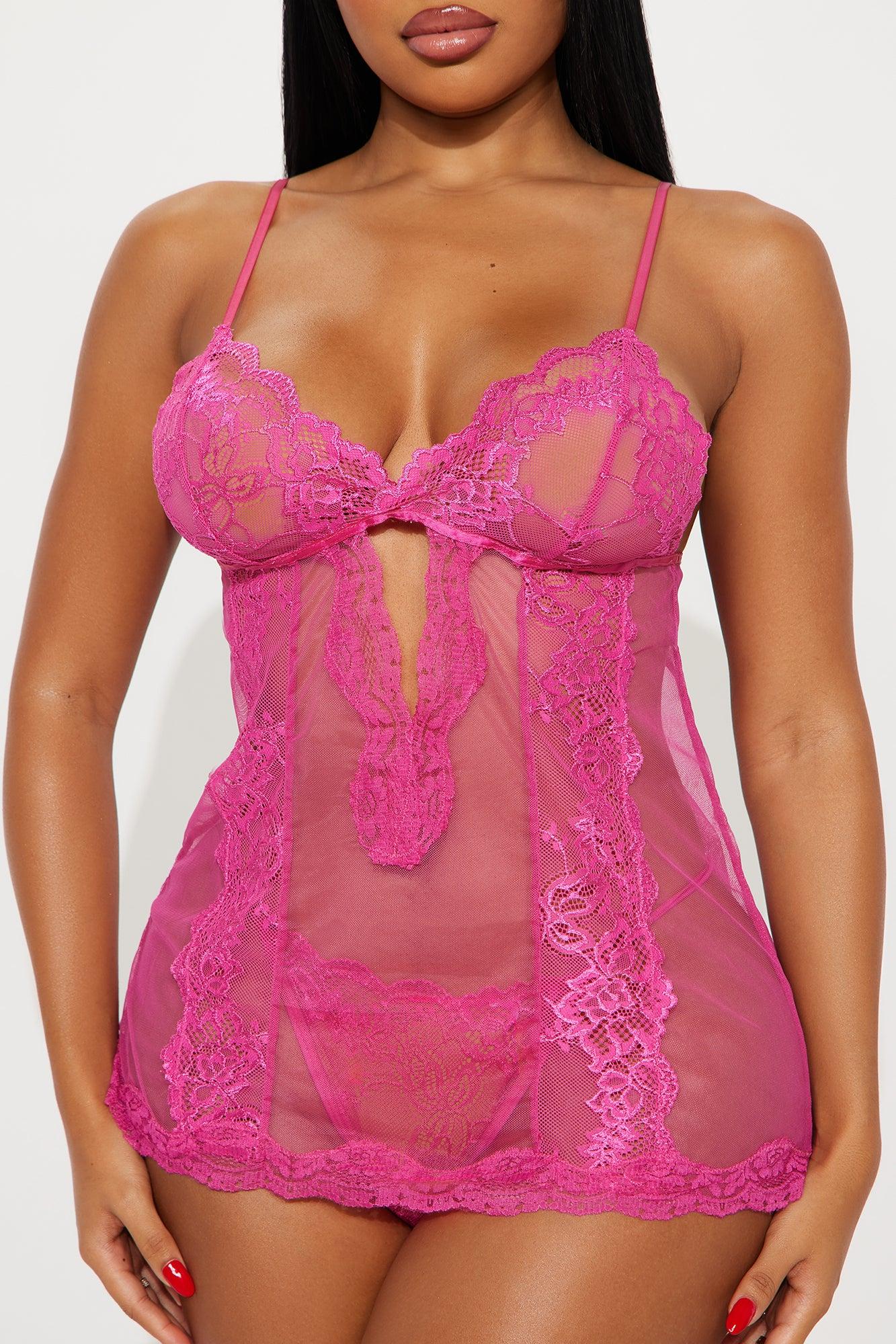 All For Me Lace Babydoll - Fuchsia Female Product Image