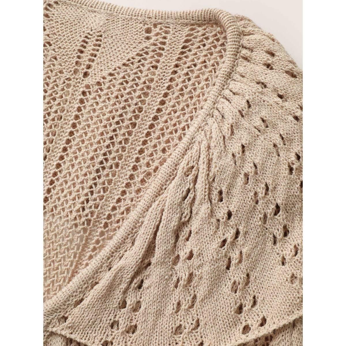 Plus Size Plain Texture Patchwork Cut Out Ties Swim Cover Up Women's Swimwear Apricot Beach Tie knot Curve Swim Cover Ups BloomChic 18-20/2X Product Image