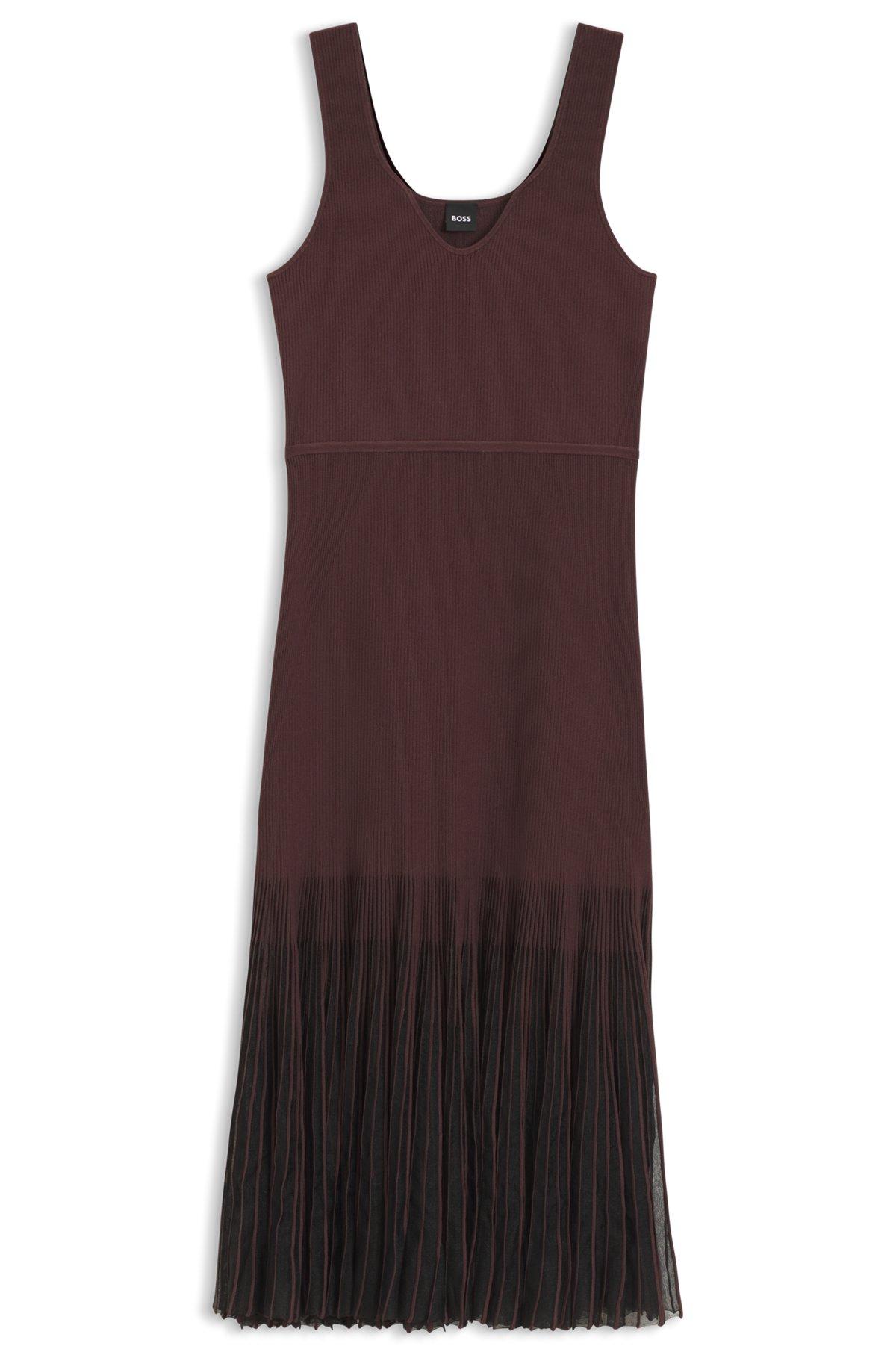 Rib-knit dress with sheer pleating Product Image