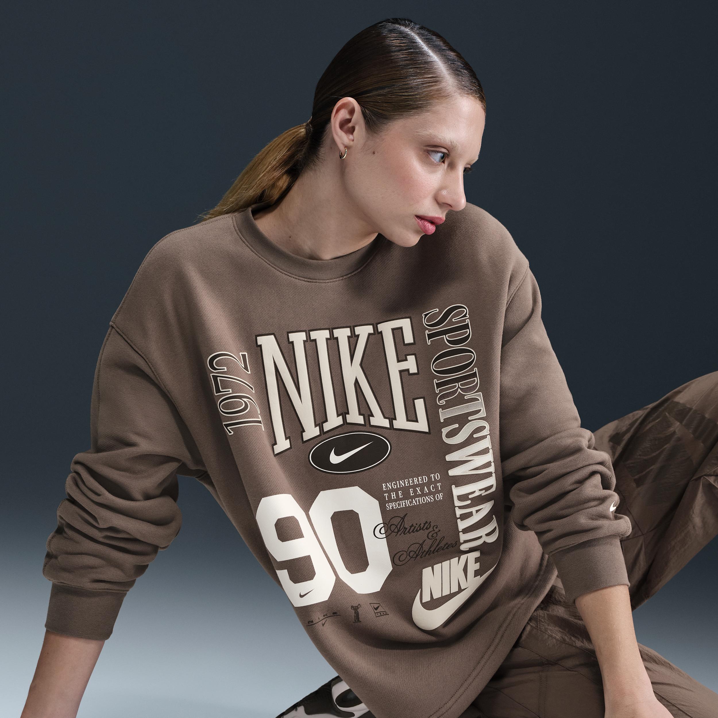 Womens Nike Sportswear Oversized French Terry Crewneck Sweatshirt Product Image