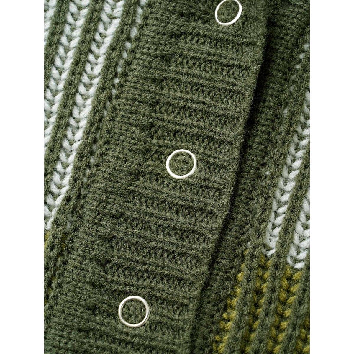 Plus Size Polo Neck Texture Contrast Button Up Pullover ArmyGreen Women Casual Loose Long Sleeve Polo Everyday Pullovers BloomChic 26/4X Product Image