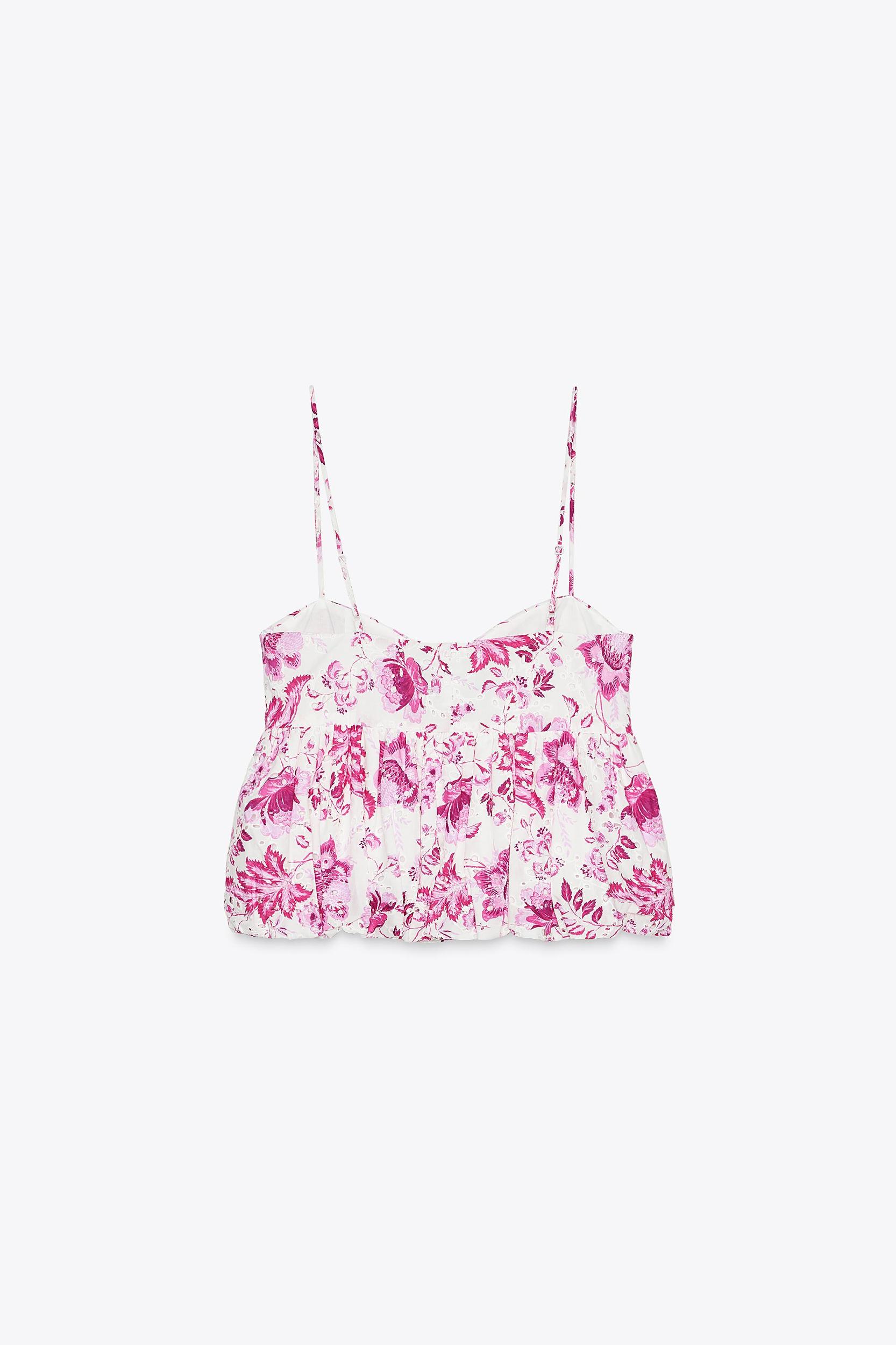 PRINTED TOP WITH OPENWORK EMBROIDERY Product Image