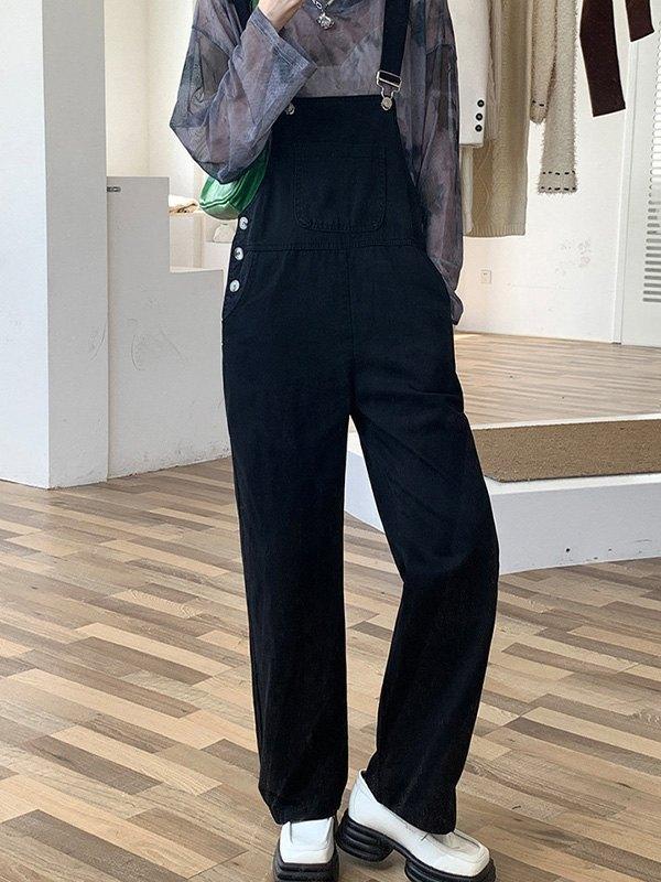 Classic Straight Leg Denim Overalls Product Image
