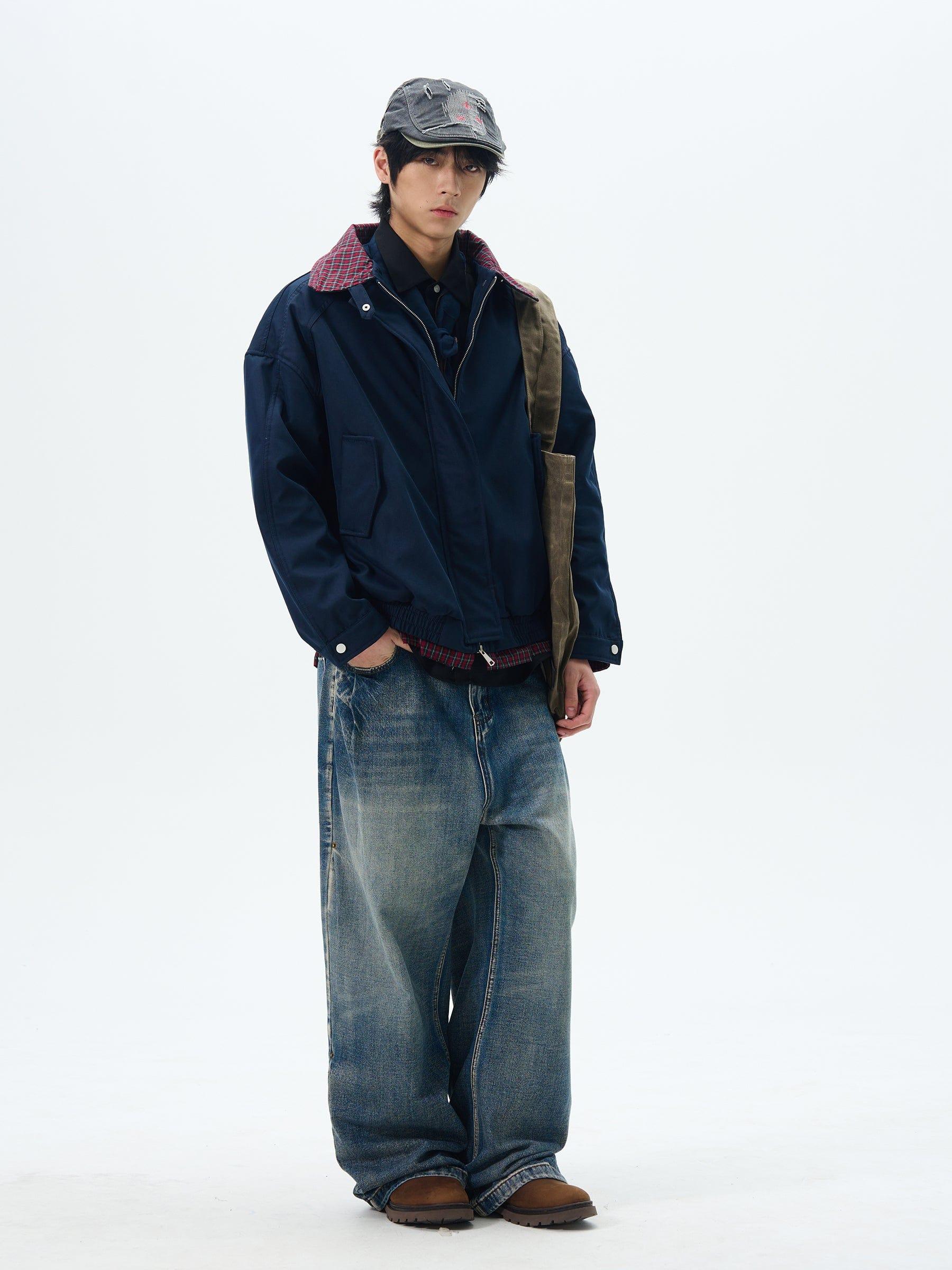 RT No. 12620 NAVY PLAID COLLAR WORKWEAR JK Product Image