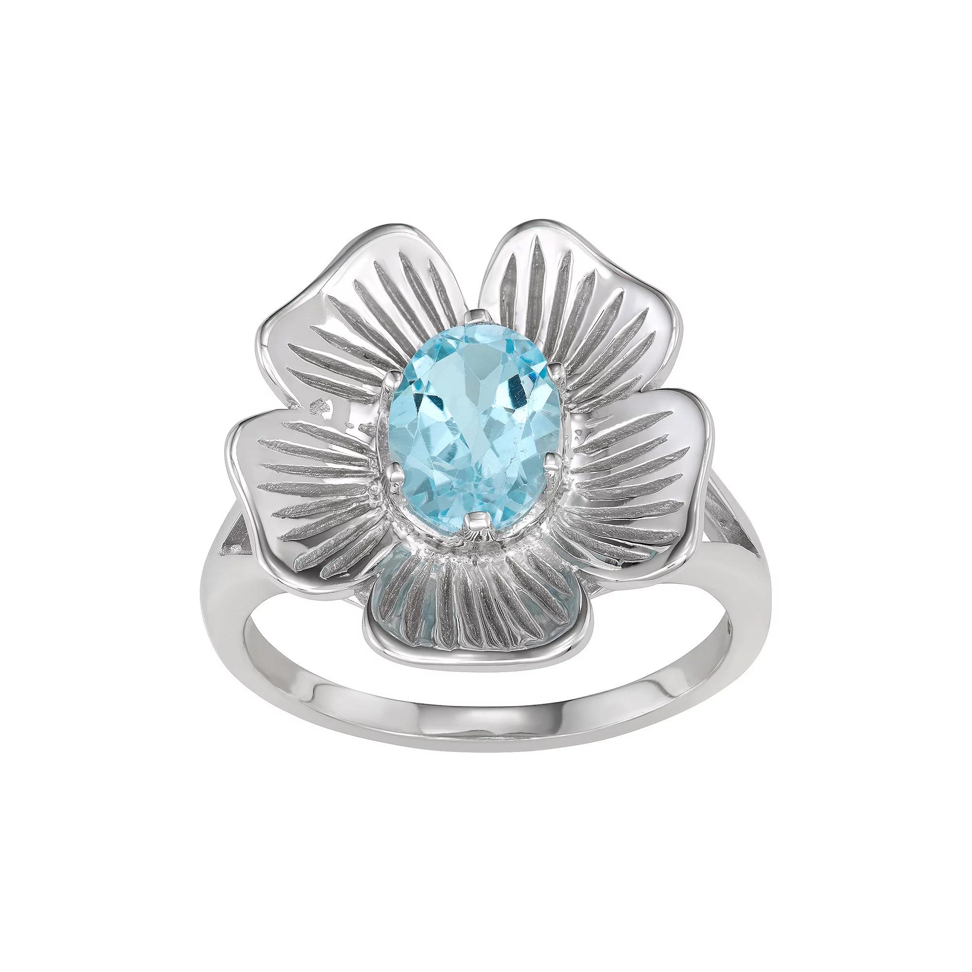 Jewelexcess Sterling Silver Sky Blue Topaz Flower Ring, Women's, Size: 7 Product Image