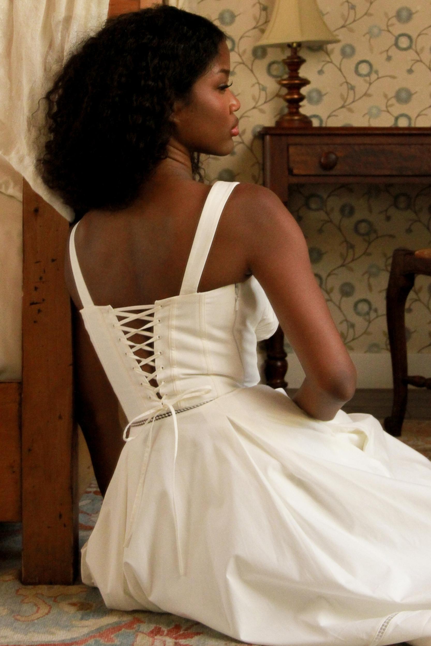 Chiarina  white cotton button front midi dress Product Image