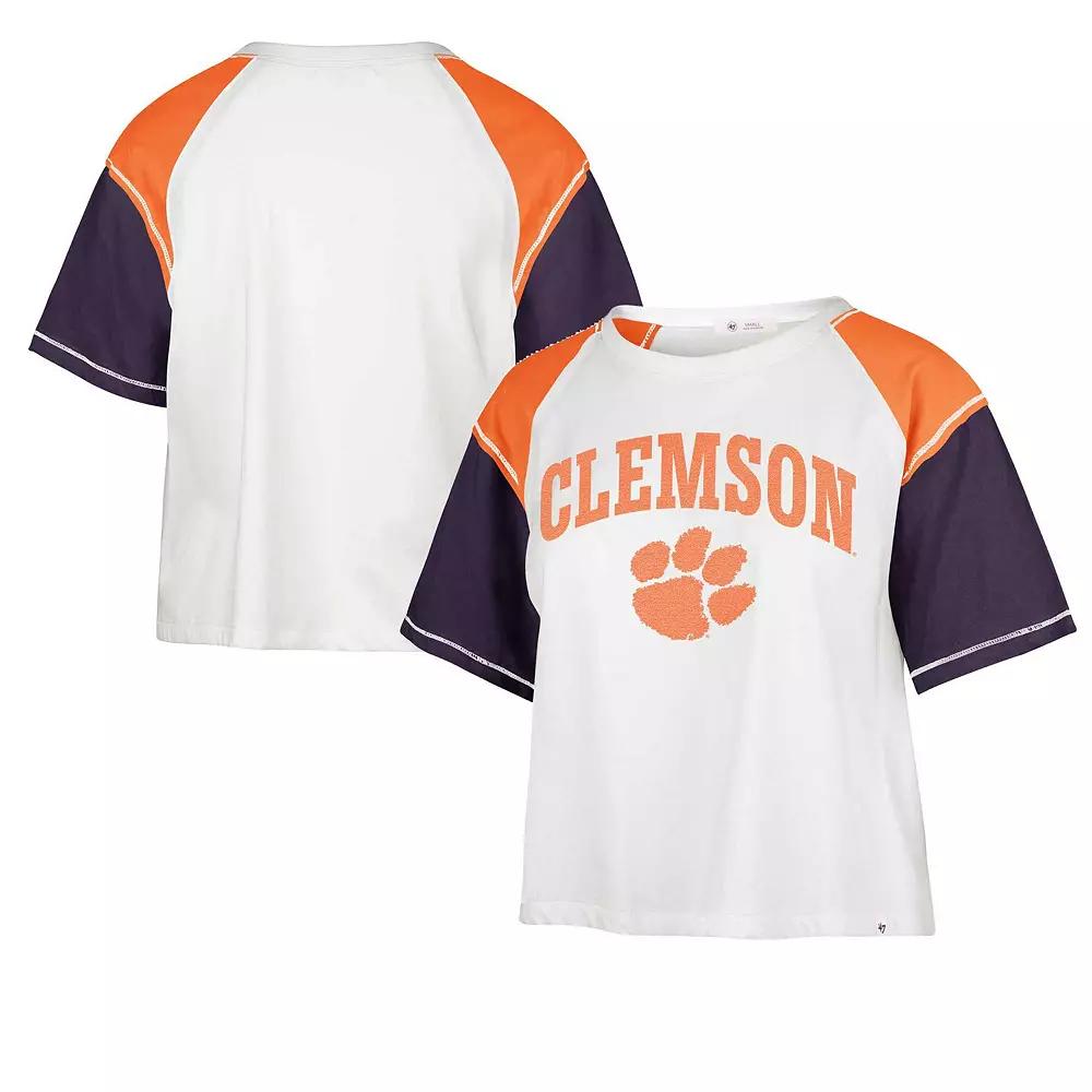 Women's '47 White Clemson Tigers Serenity Gia Cropped T-Shirt, Size: XL Product Image