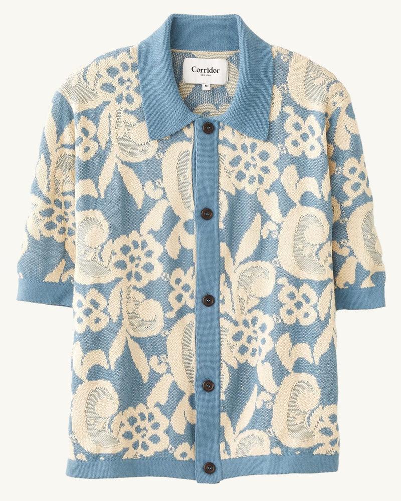 Floral Jacquard Buttondown - Blue Product Image
