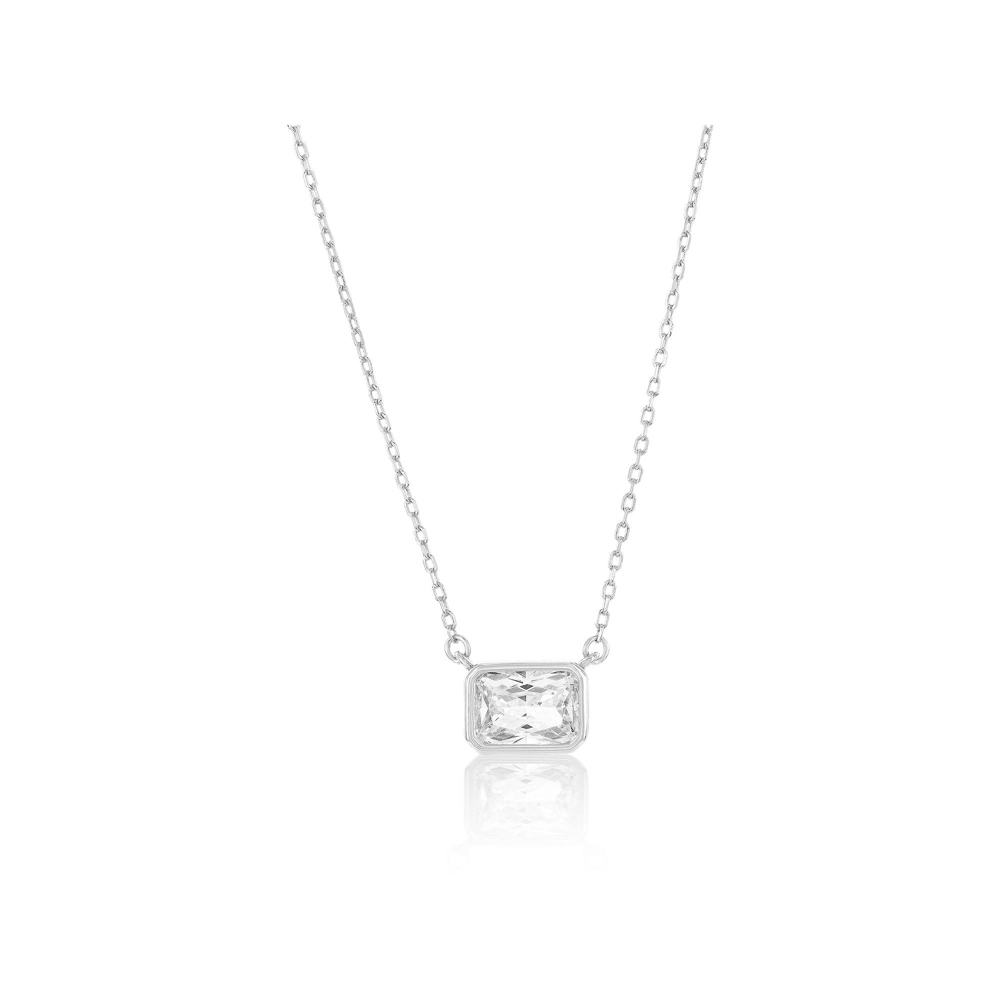 Argento Bella Sterling Silver Rectangle Bezel-Set Cubic Zirconia Necklace, Women's, Size: 16-18" ADJ Product Image