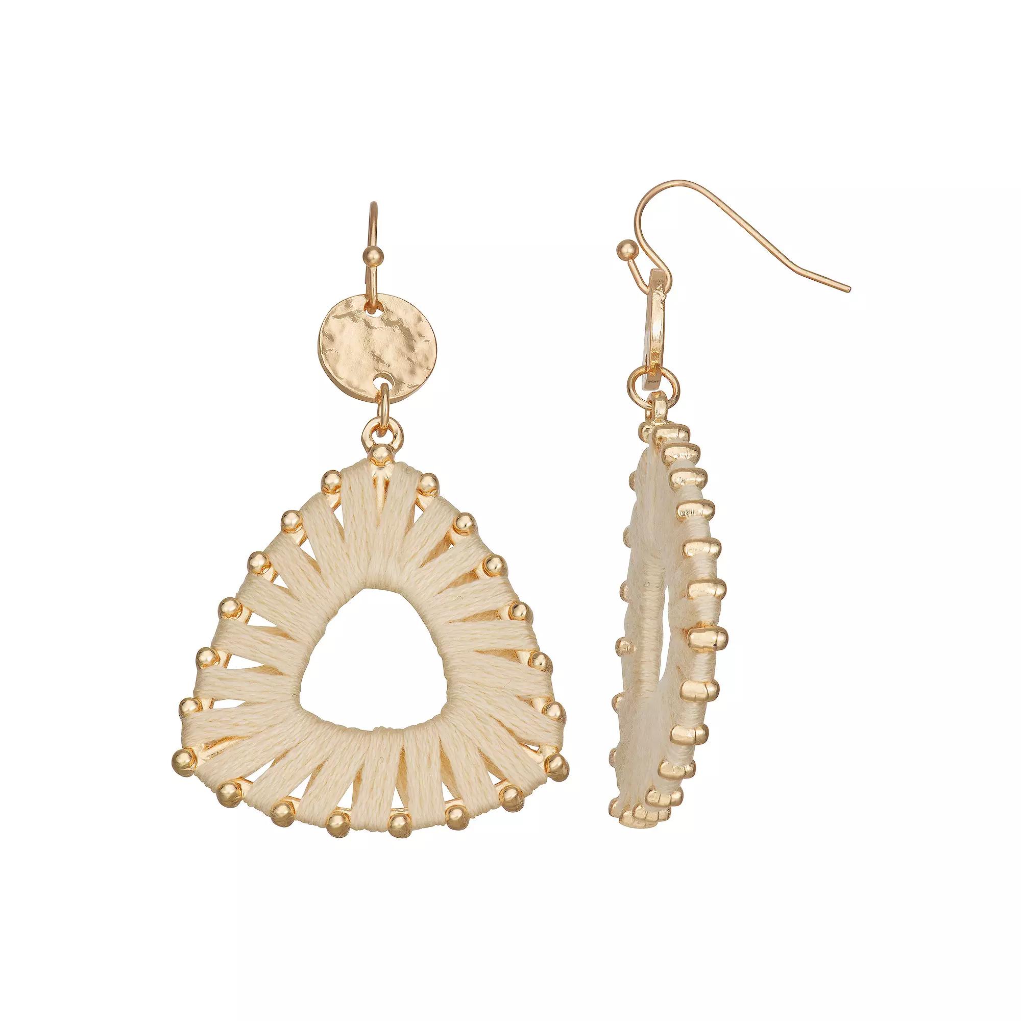 Emberly Gold Tone Thread Wrap Dangle Earrings, Women's, None Product Image