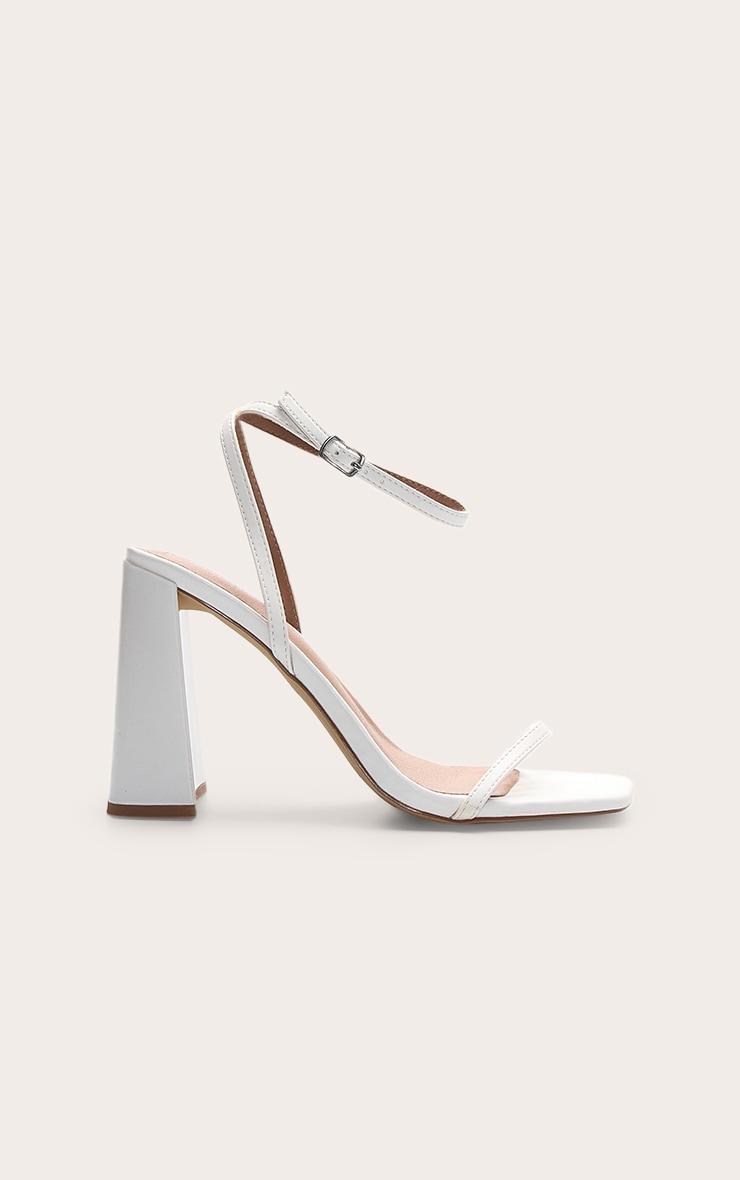 White Square Toe High Block Heeled Sandals Product Image