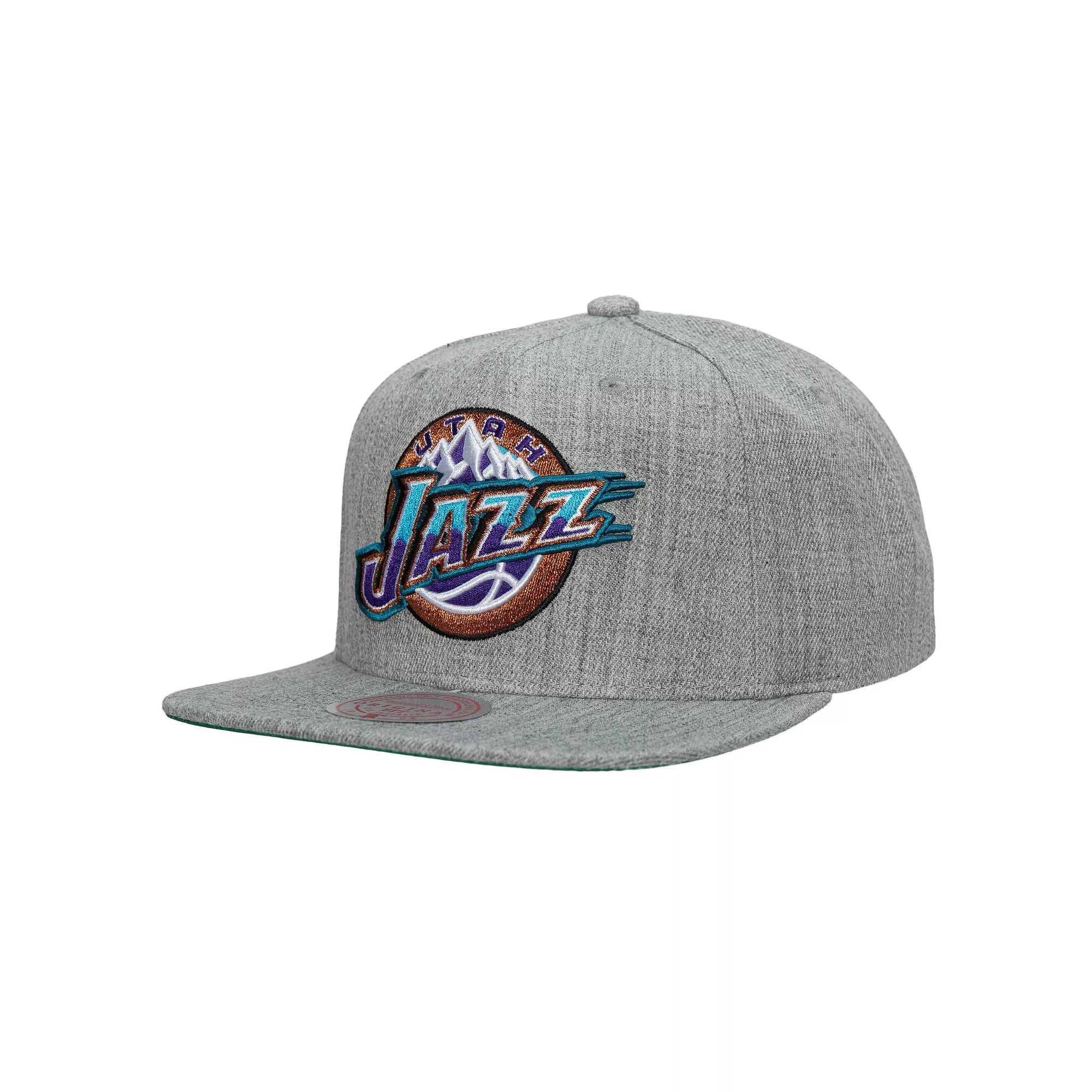 Men's Mitchell & Ness Heather Gray Utah Jazz Hardwood Classics 2.0 Snapback Hat, Jaz Grey Product Image