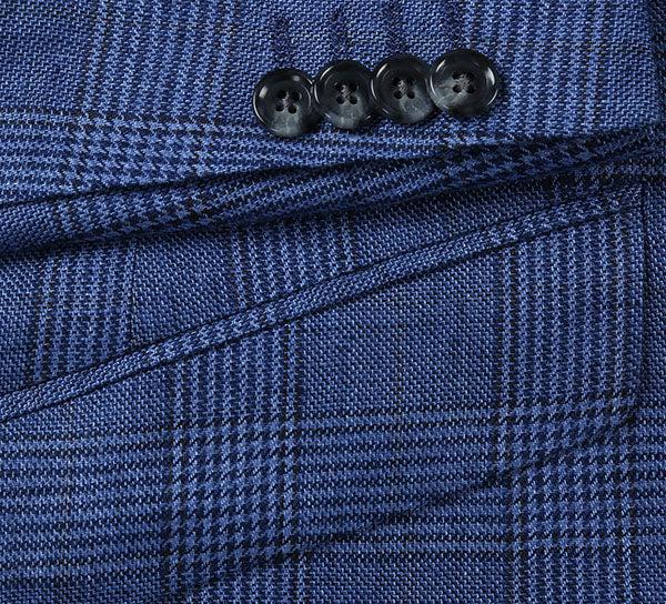 (42S) Slim Fit Blazer Summer Blue Linen Sport Coat Product Image