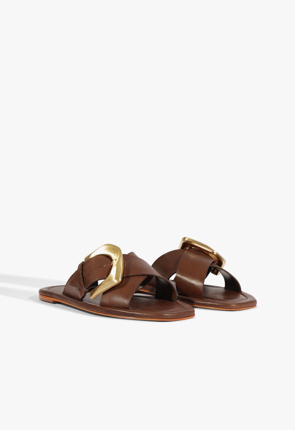 Lois Brown Leather Flat Sandal Product Image