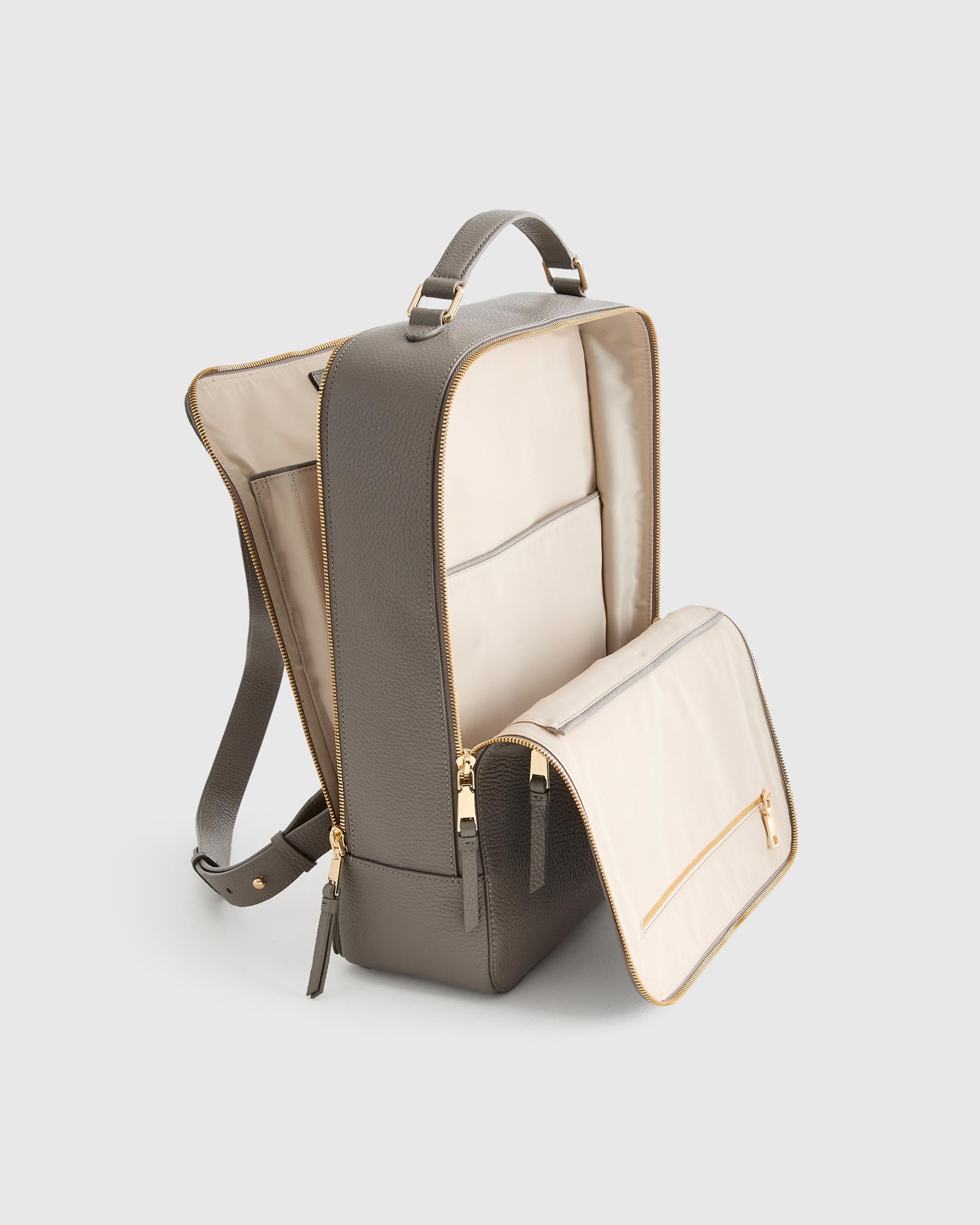 Quince | Women's Italian Leather Laptop Backpack in Mink Product Image