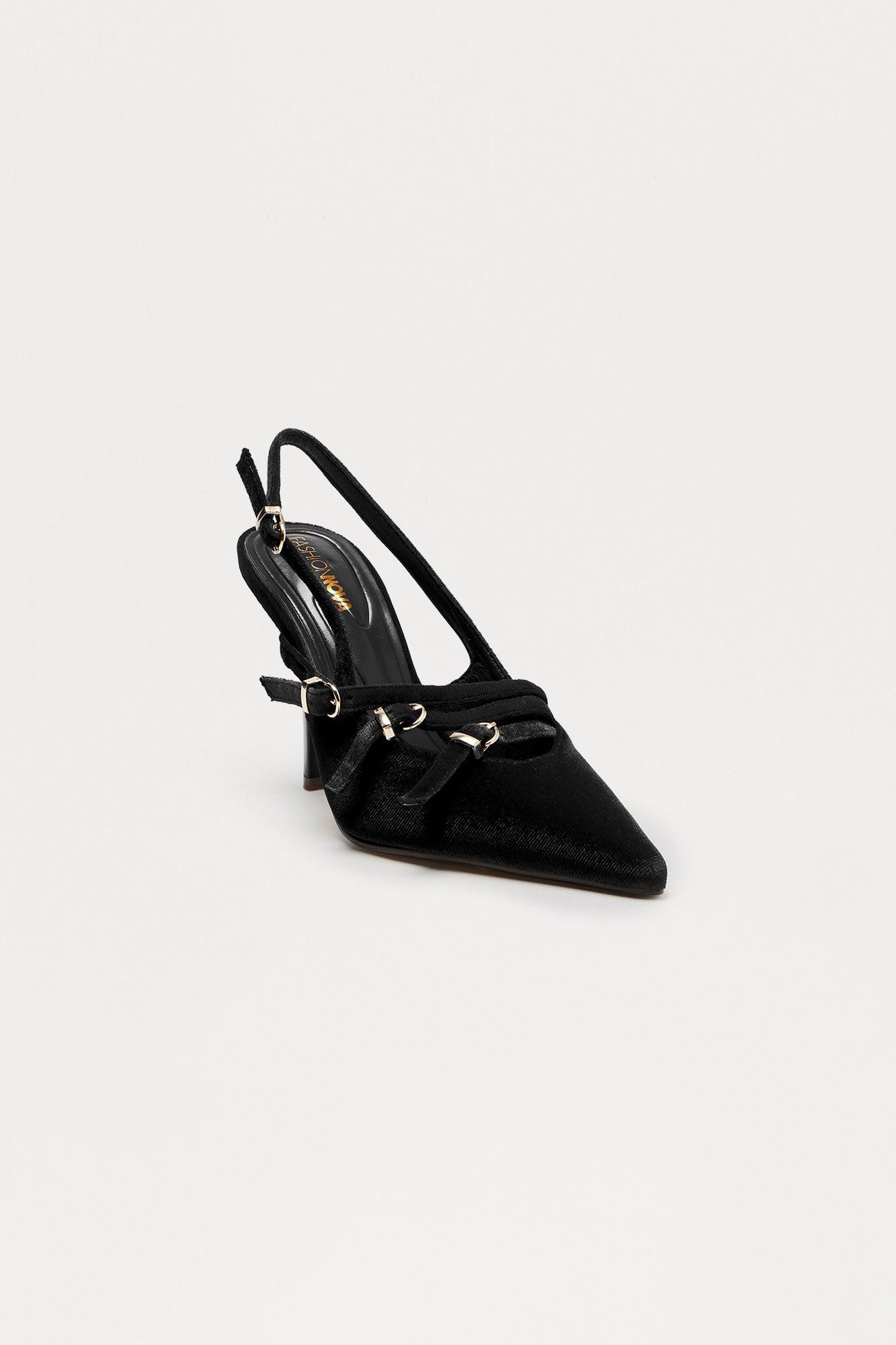 Cerese Buckle Velvet Pumps - Black Female Product Image